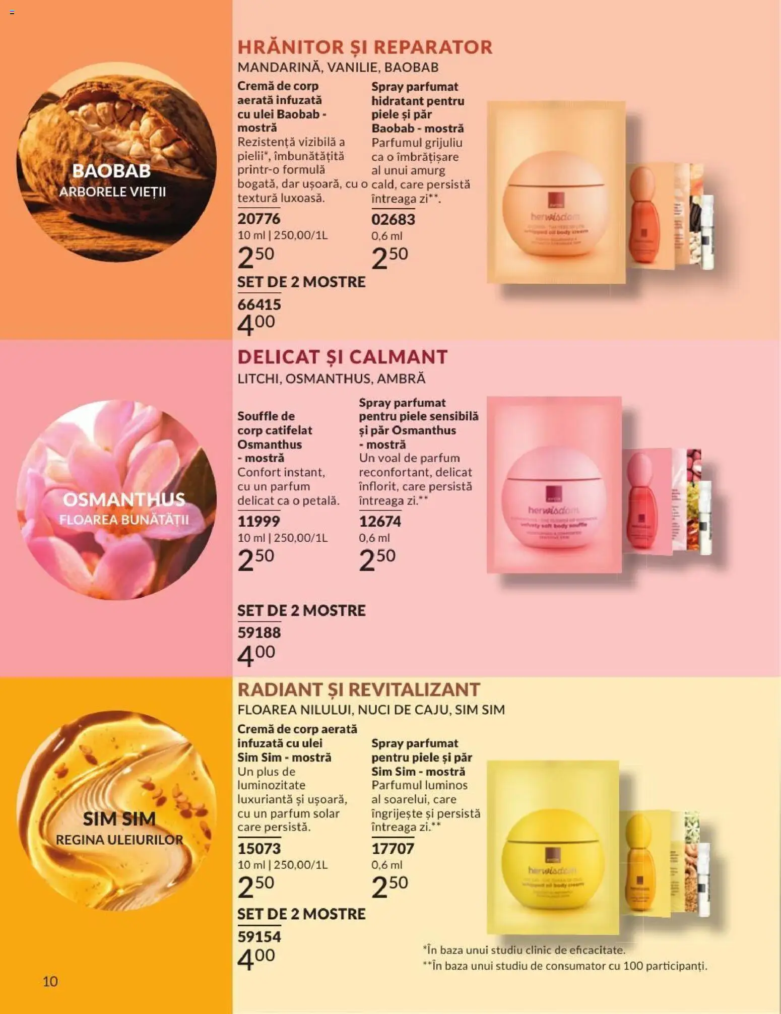 Noul catalog Avon – valabil de la 01.08.2026 | Pagină: 10 | Produse: Parfum, Ulei, Cremă de corp, Nuci