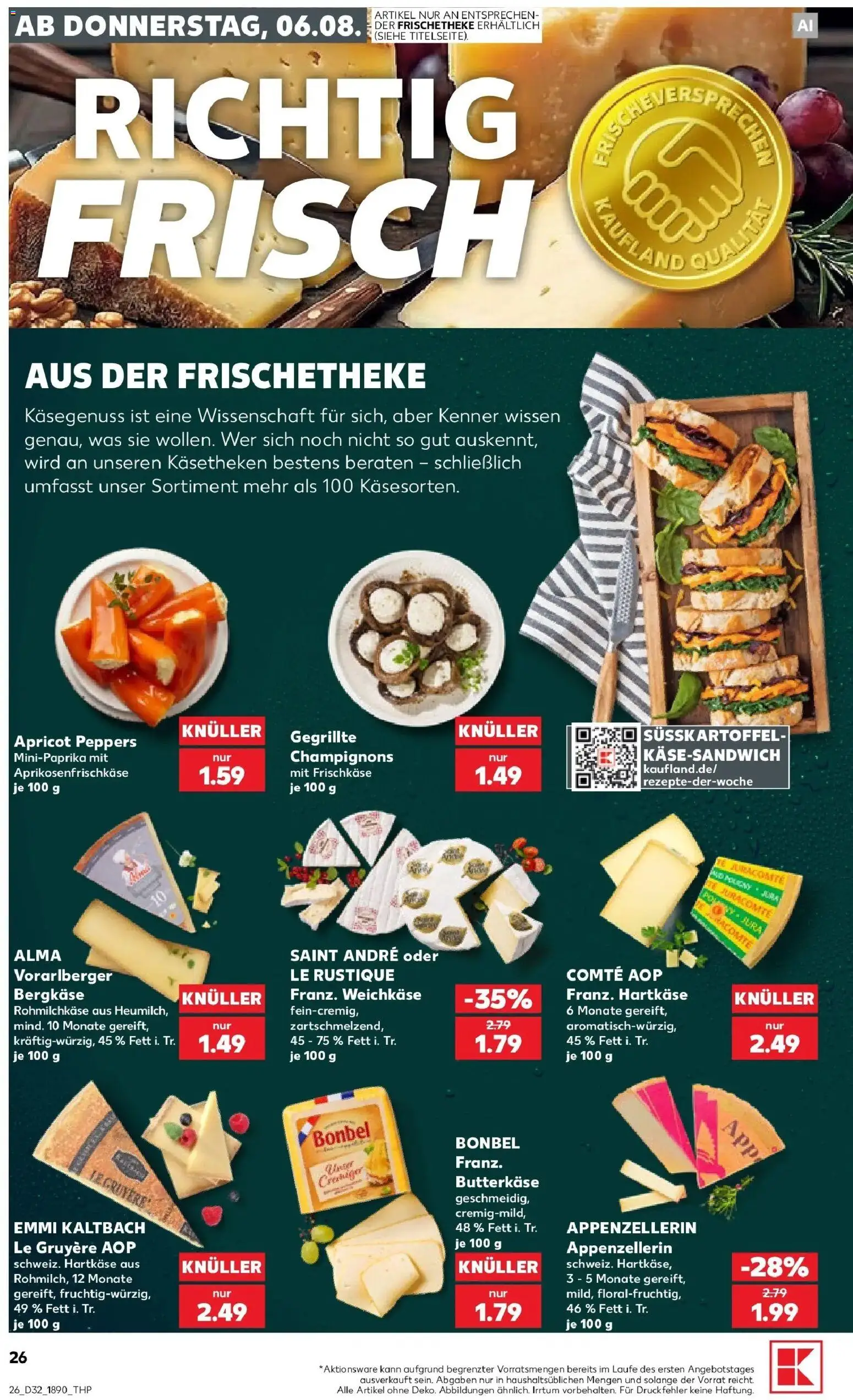 Prospekt Kaufland ab 06.08.2026 » Angebote Online zum Blättern | Seite: 26 | Produkte: Champignons, Frischkase