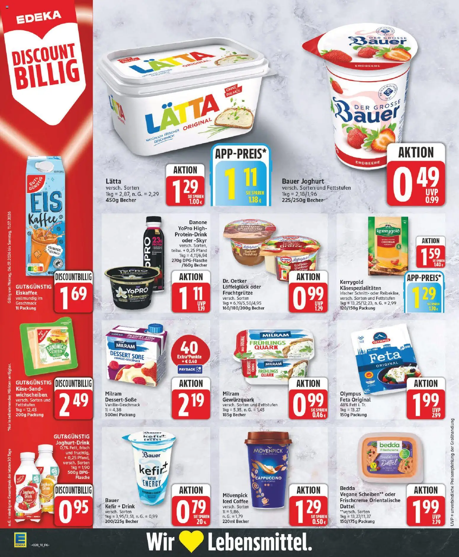 Edeka Prospekt – gültig ab 06.07.2026 | Seite: 10 | Produkte: Quark, Feta, Bauer joghurt, Lätta