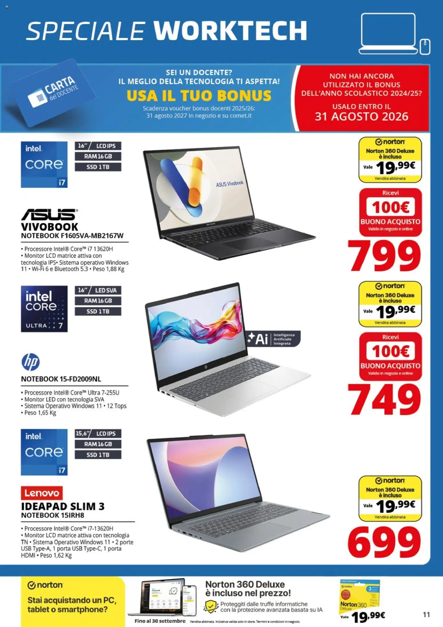 Volantino Comet del 27/08/2026 | Pagina: 11 | Prodotti: Porta, Smartphone, Tablet, USB