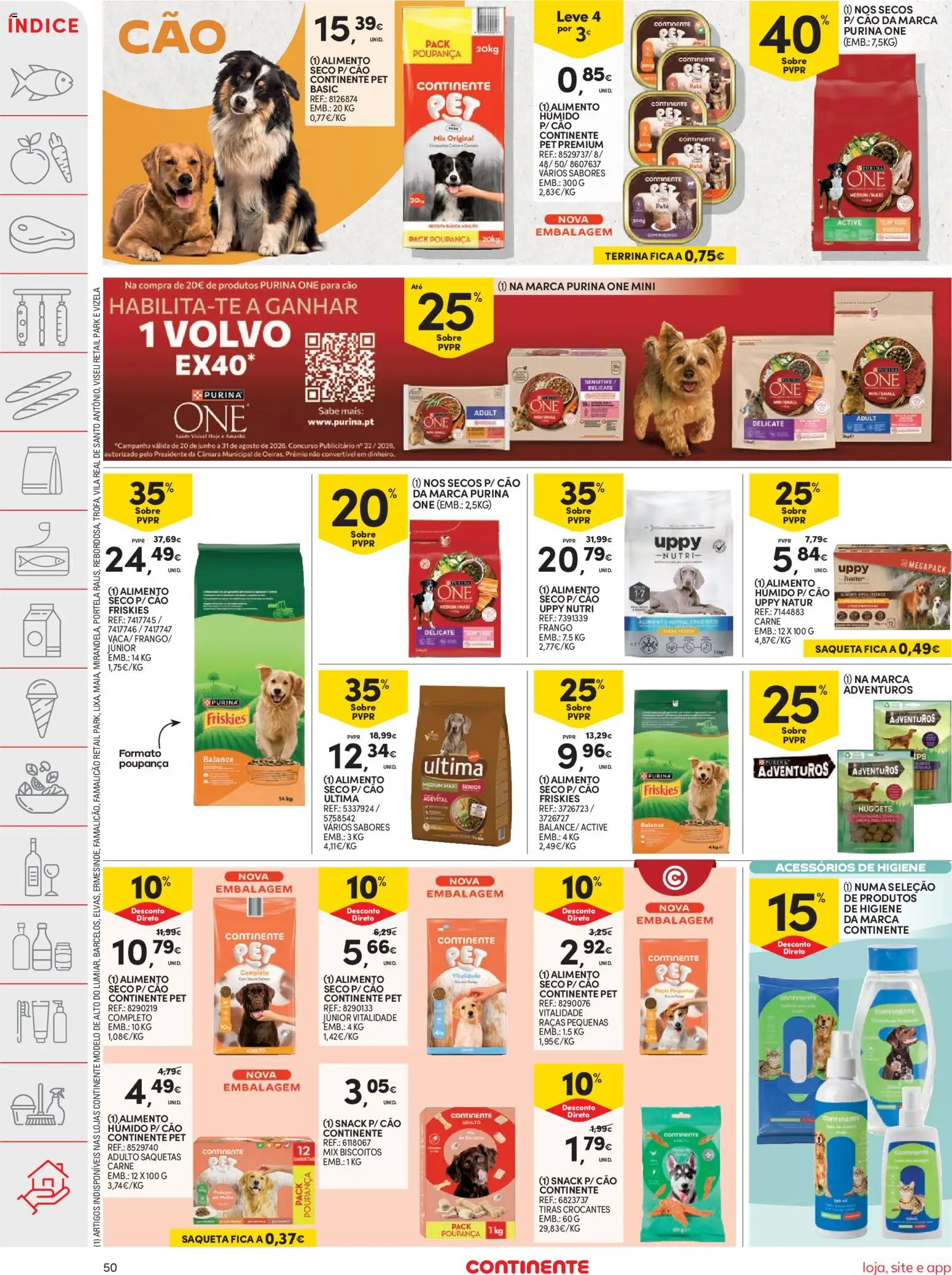 Continente folheto │ válido de 21/07/2026 | Página: 50 | Produtos: Purina one, Frango, Carne, Biscoitos