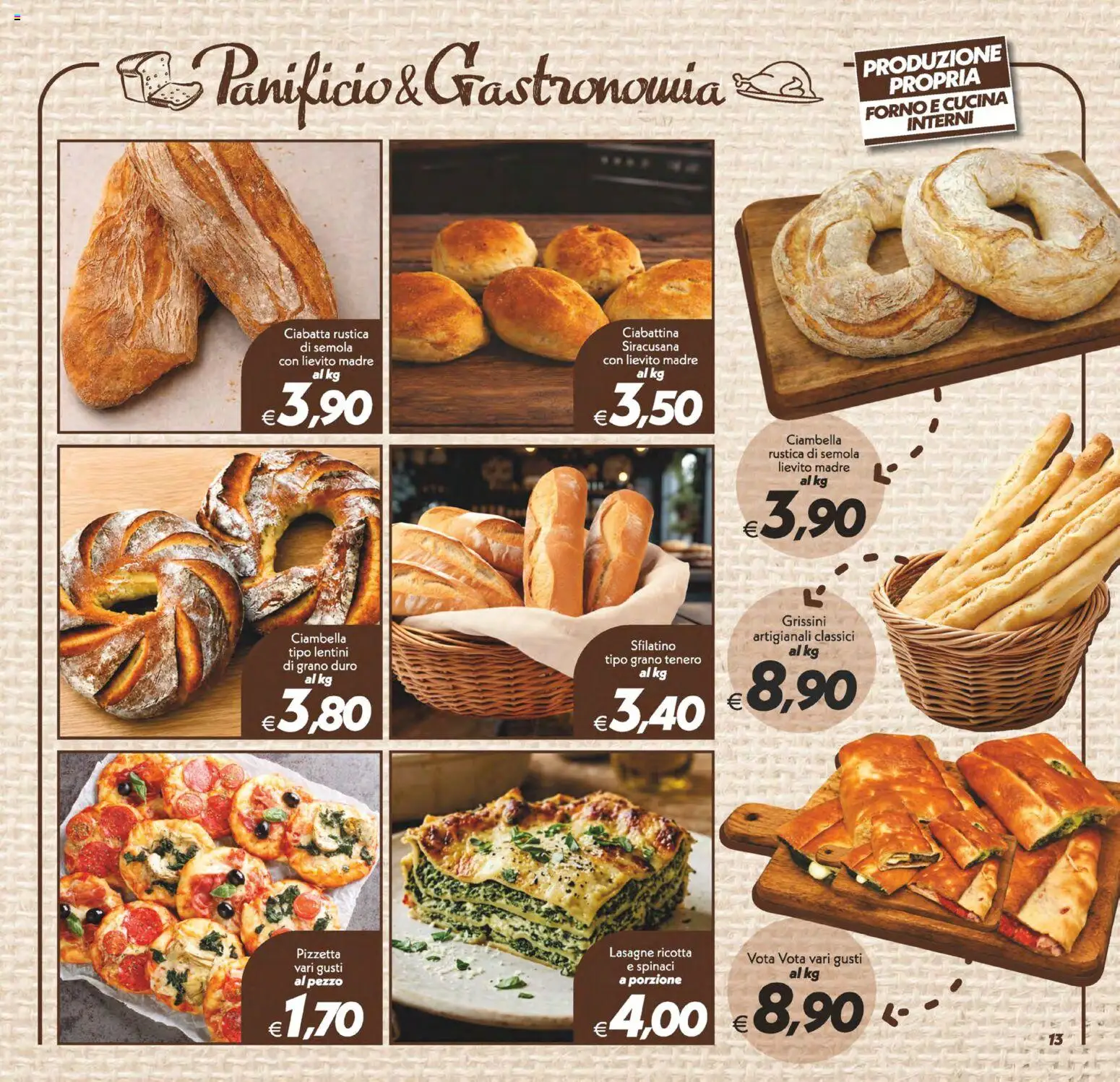 Volantino SuperConveniente del 22/09/2026 | Pagina: 13 | Prodotti: Grissini, Semola, Forno, Lasagne