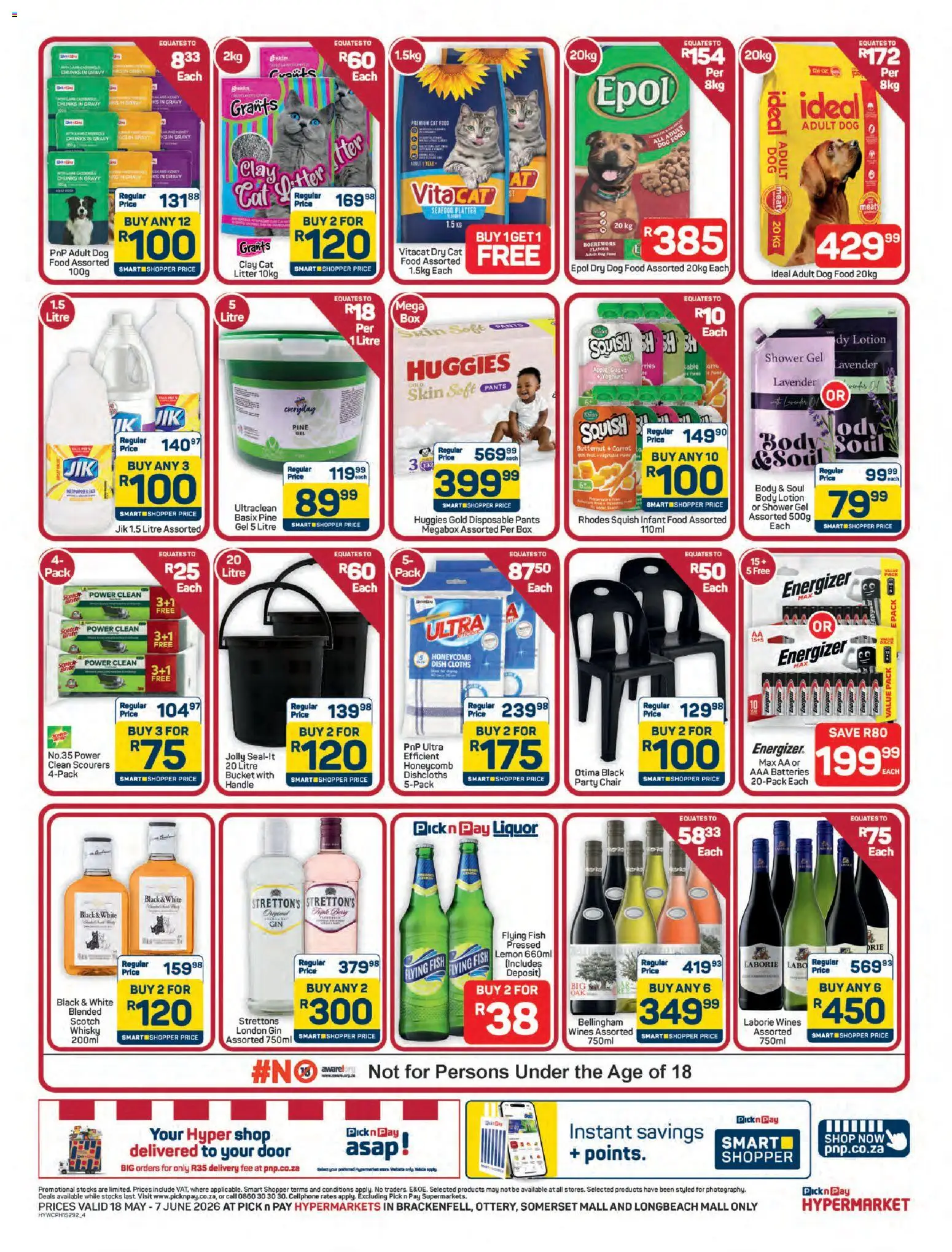New Pick n Pay catalogue – valid from 18.05.2026 | Page: 4 | Products: Cable, Platter, Shower gel, Clay