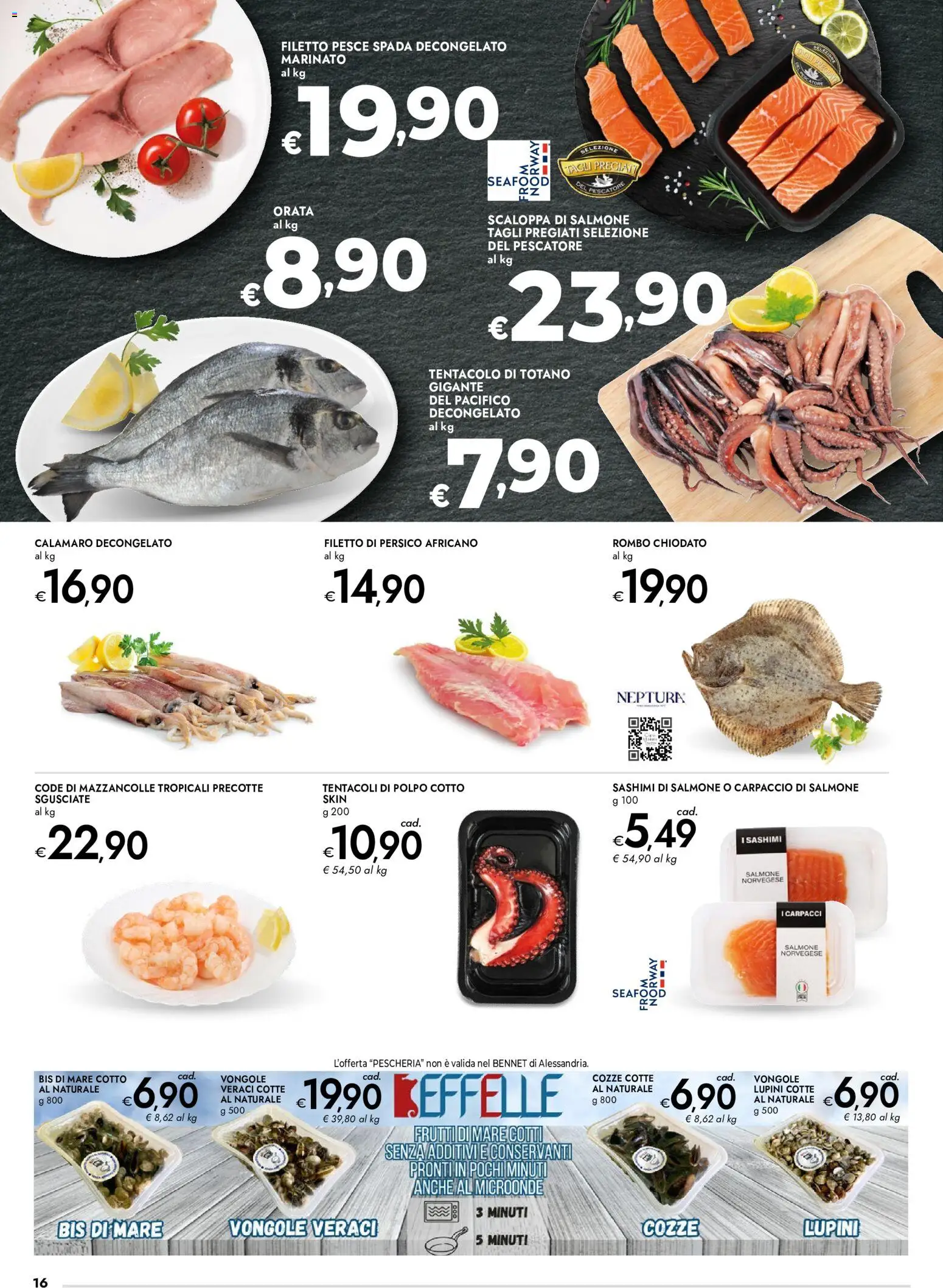 Volantino bennet del 13/08/2026 | Pagina: 16 | Prodotti: Salmone, Vongole, Polpo, Filetto