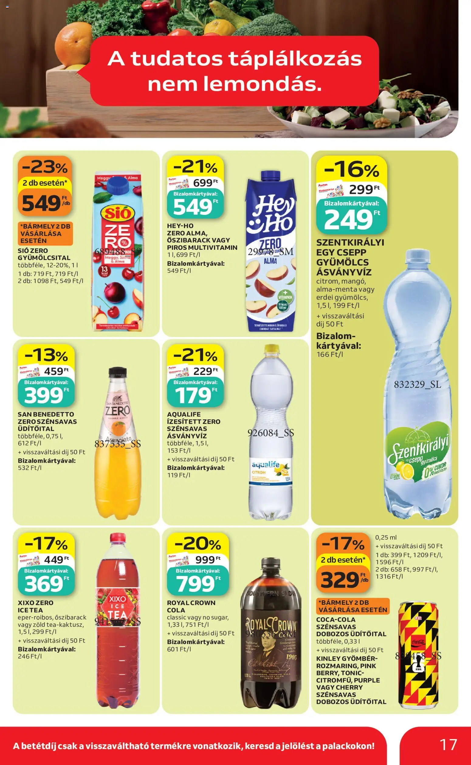 Auchan akciós ujság - amely érvényes a következő dátumtól: 18.06.2026 | Oldal: 17 | Termékek: Gyümölcs, Ásványvíz, Alma, Cukor