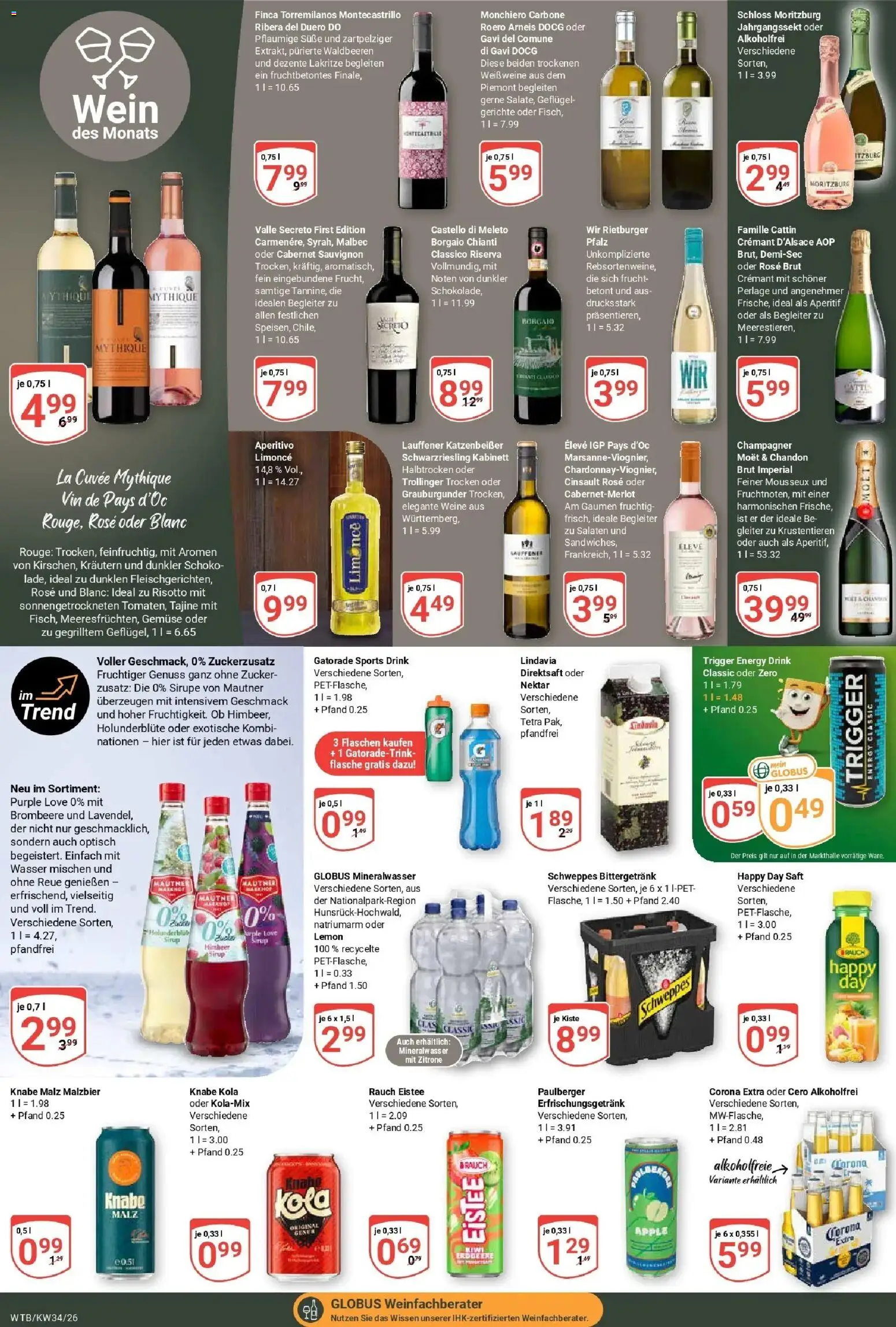Globus Prospekt Wächtersbach (ab 17.08.2026) » Angebote online | Seite: 16 | Produkte: Sirup, Apple, Zucker, Wein
