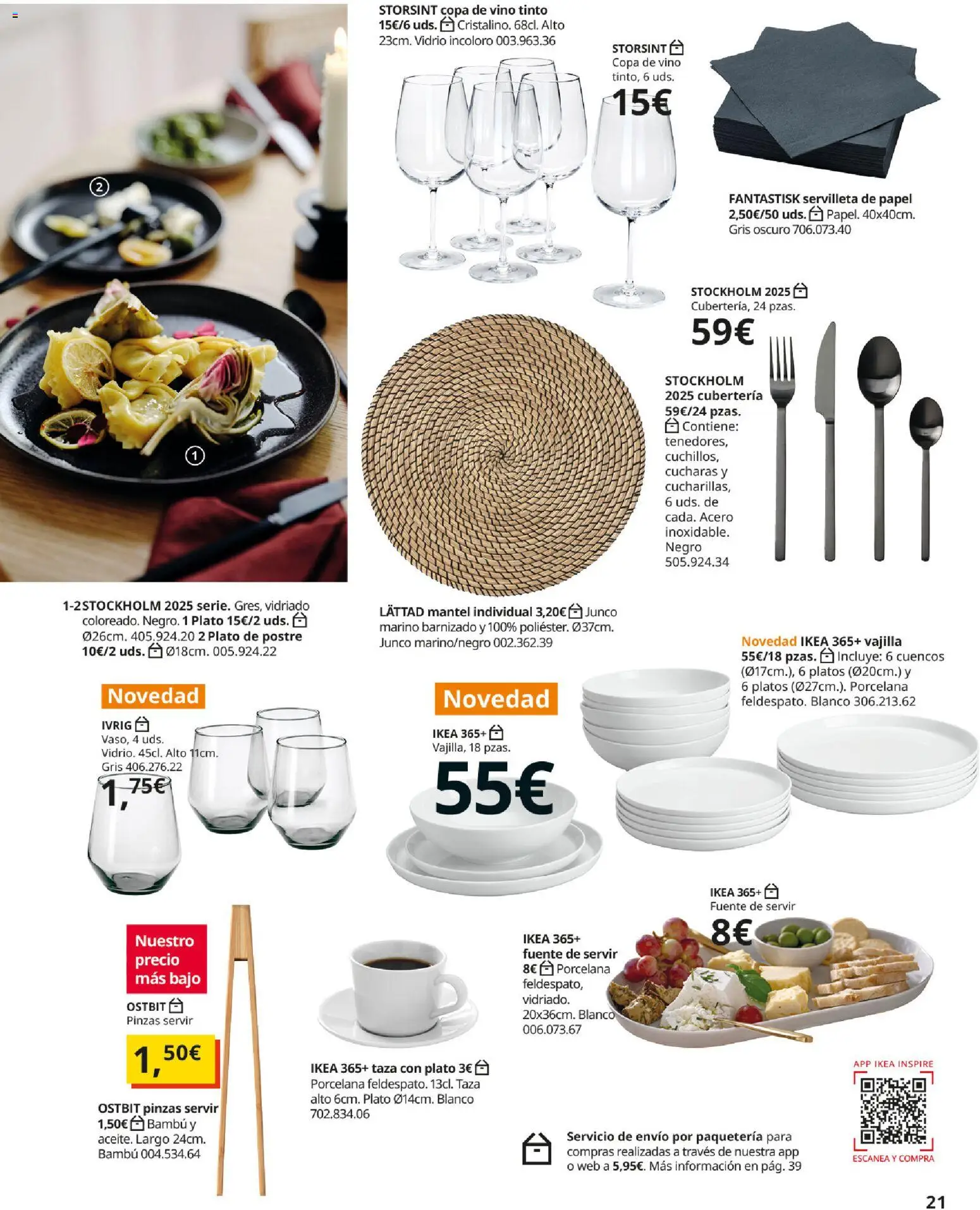 IKEA - Comedores │ válido desde el 01/09/2026 | Página: 21 | Productos: Mantel, Postre, Vino, Cubertería
