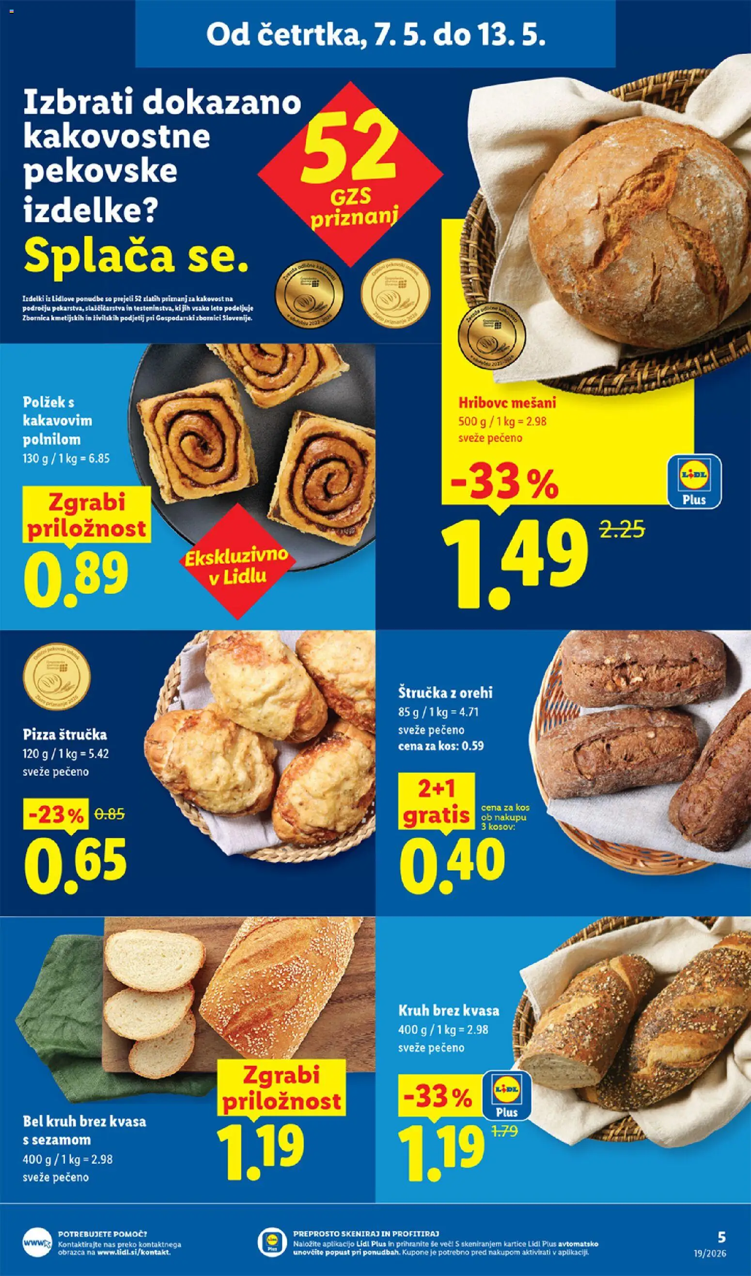 Novi Lidl katalog ponudbe – veljaven od 07.05.2026 | Stran: 5 | Izdelki: Štručka, Kos, Kruh