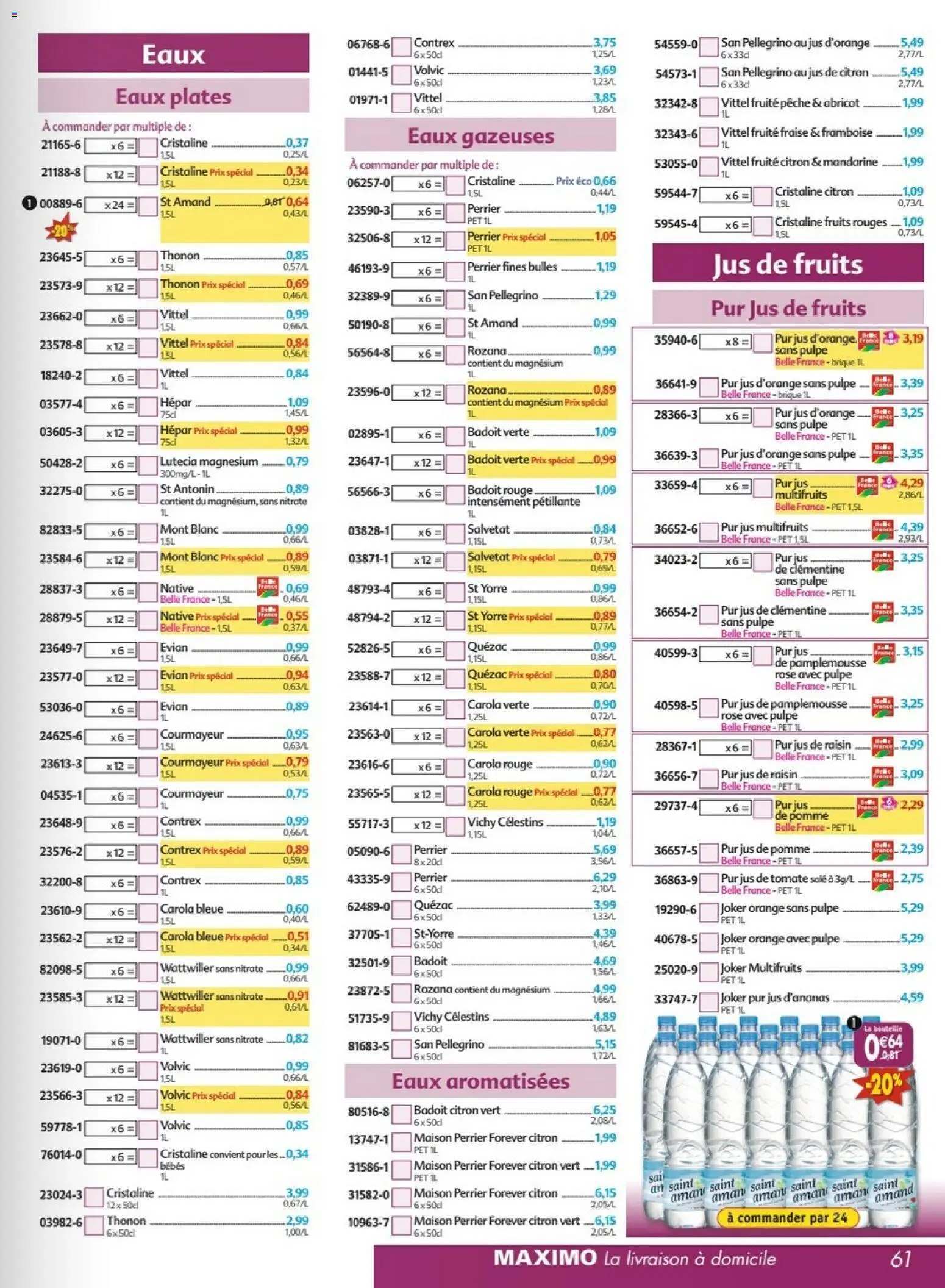 {H1} | Page: 61 | Produits: Volvic, Citron, Clémentine, Framboise