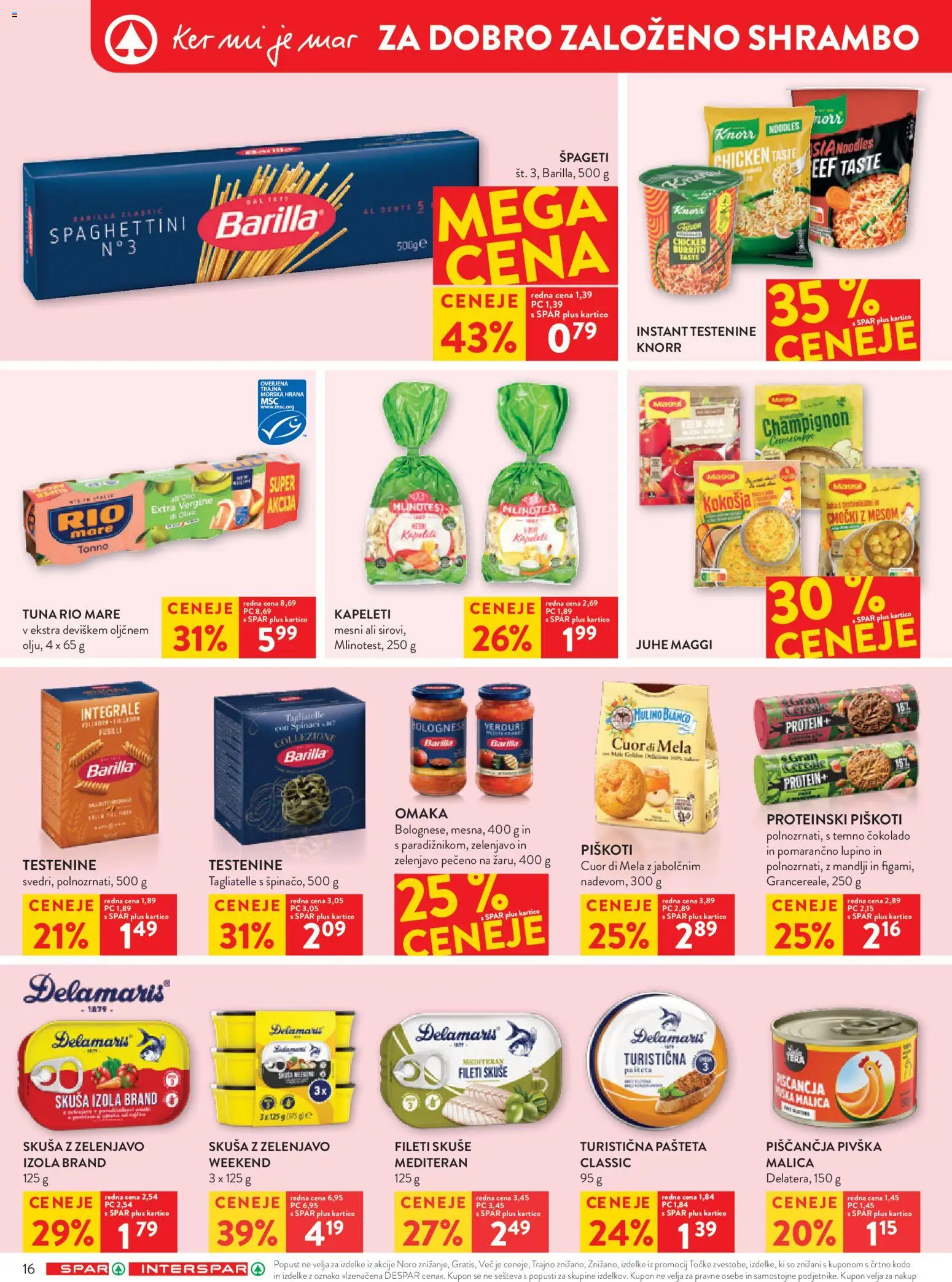 Novi Spar katalog ponudbe – veljaven od 12.08.2026 | Stran: 18 | Izdelki: Barilla, Pašteta, Piskoti, Omaka