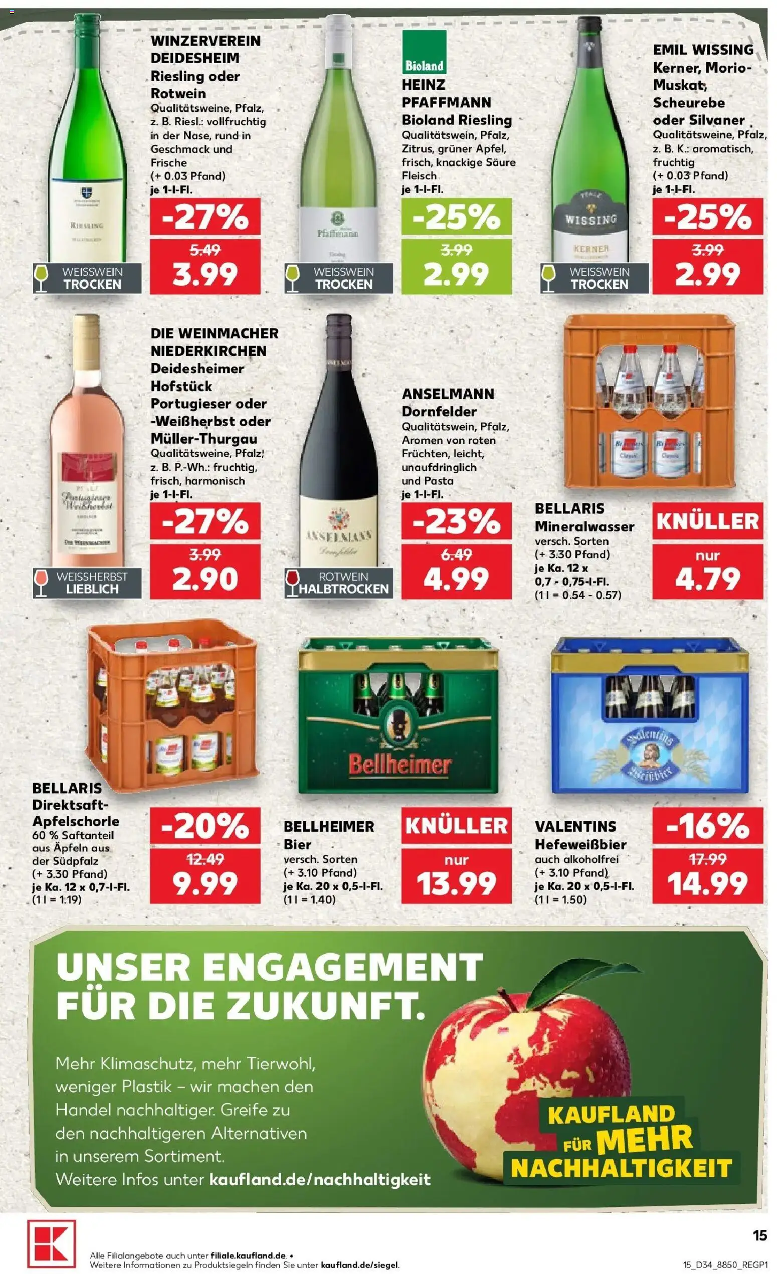 Prospekt Kaufland ab 20.08.2026 » Angebote Online zum Blättern | Seite: 15 | Produkte: Weißwein, Rotwein, Mineralwasser, Fleisch