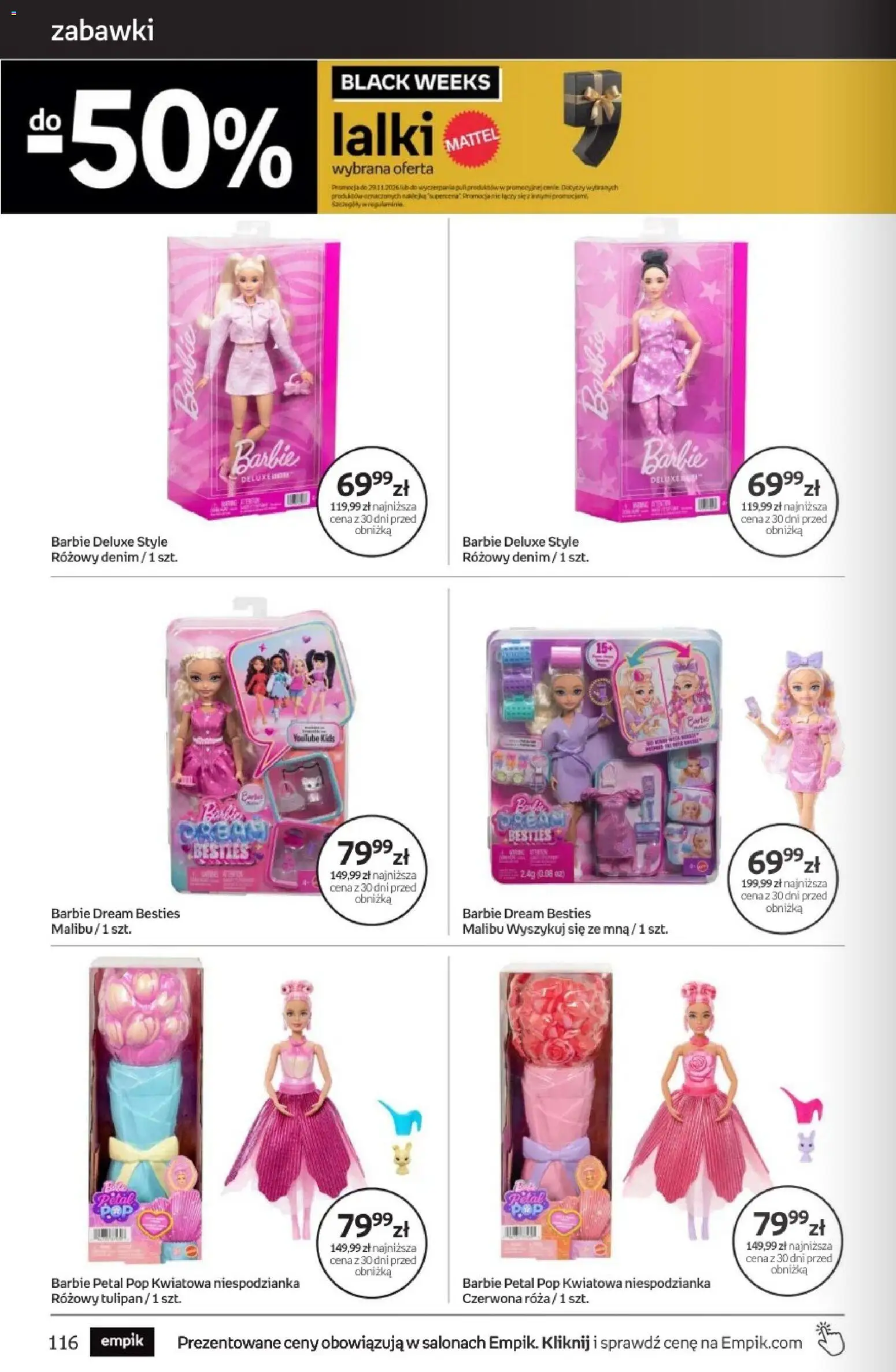 Empik Black Weeks od 28.10.2026 | Strona: 116 | Produkty: Zabawki, Barbie, Malibu