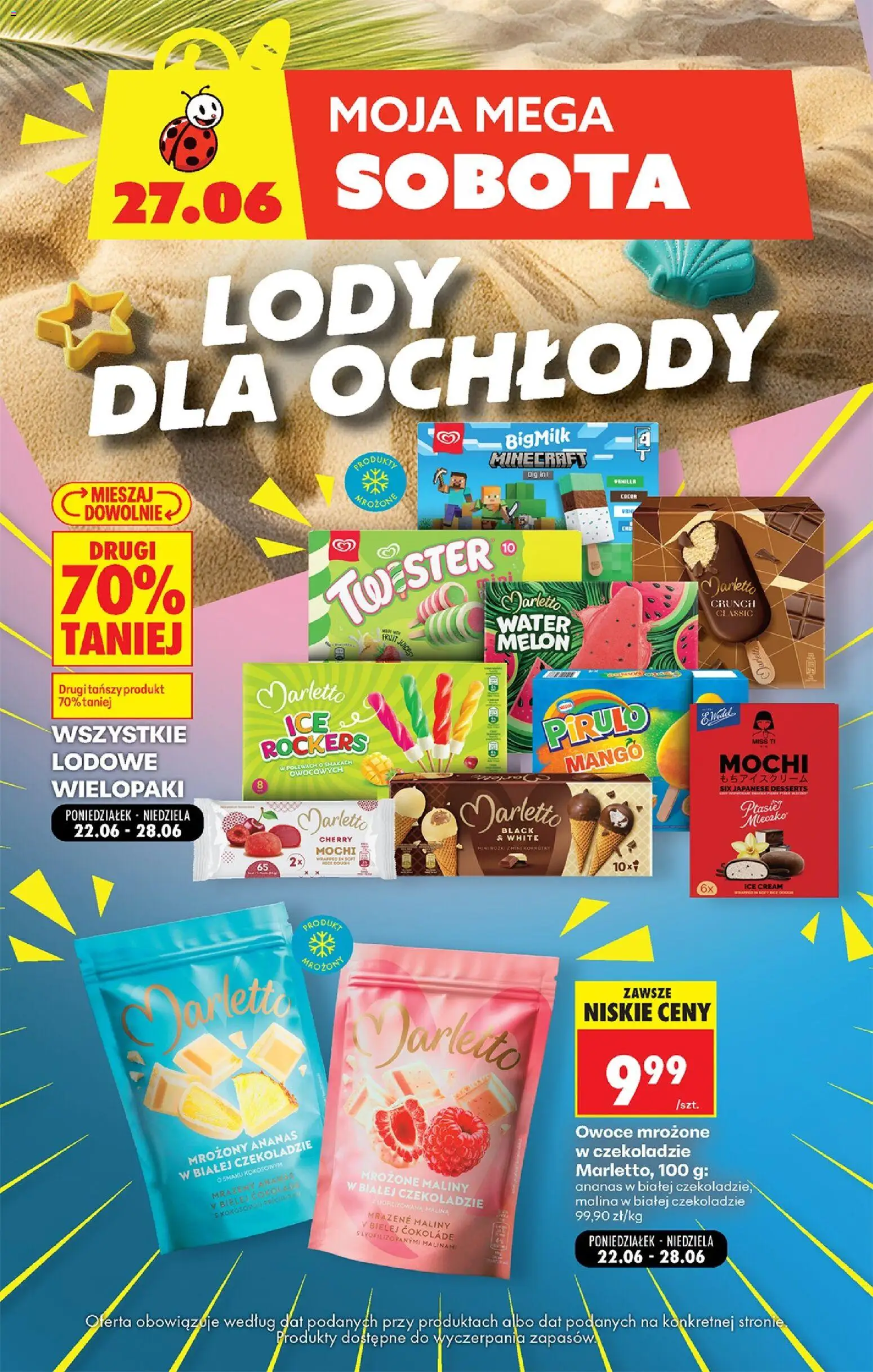 Biedronka Polsko leták - Moja Mega Sobota od 27.06.2026 | Strana: 2 | Produkty: Mango, Ananas, Mražené maliny, Maliny