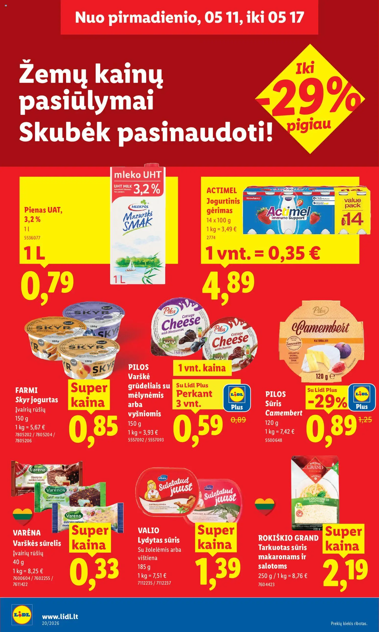 LIDL akcijos nuo 11.05.2026 | Puslapis: 12 | Prekių: Sūrelis, Pienas, Sūris, Lydytas sūris