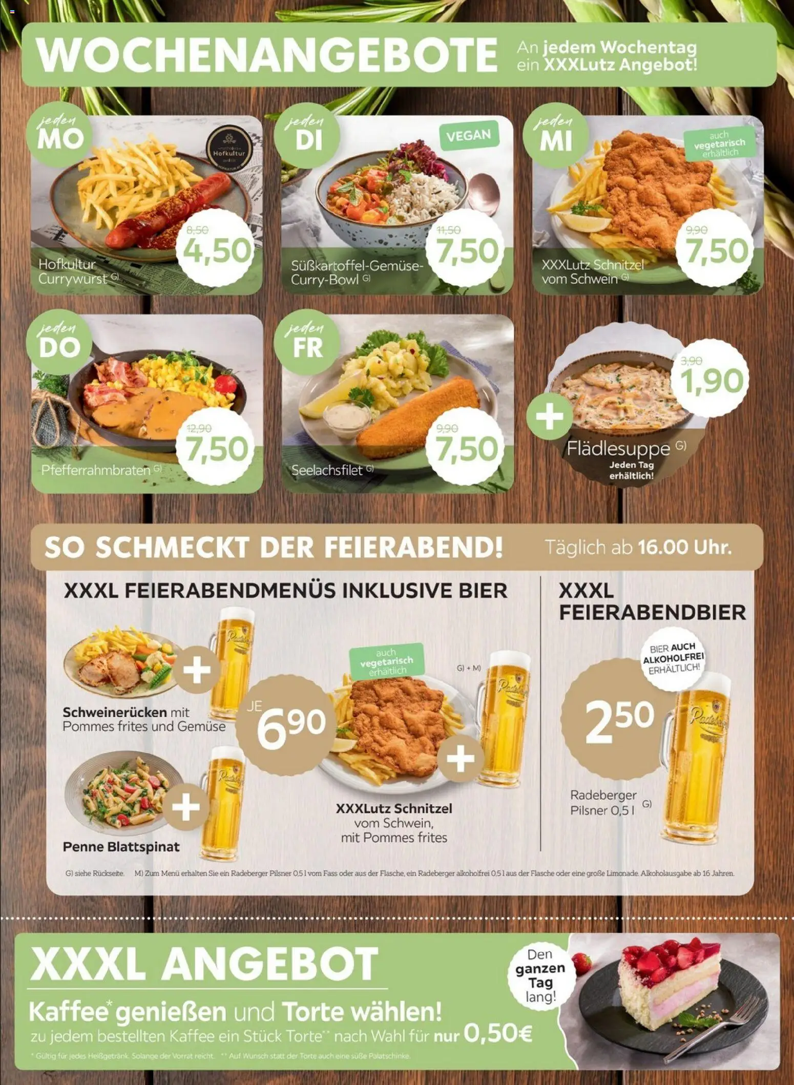 XXXLutz Restaurantgutscheine – gültig ab 09.05.2026 | Seite: 2 | Produkte: Pommes, Gemüse, Schweinerucken, Radeberger pilsner