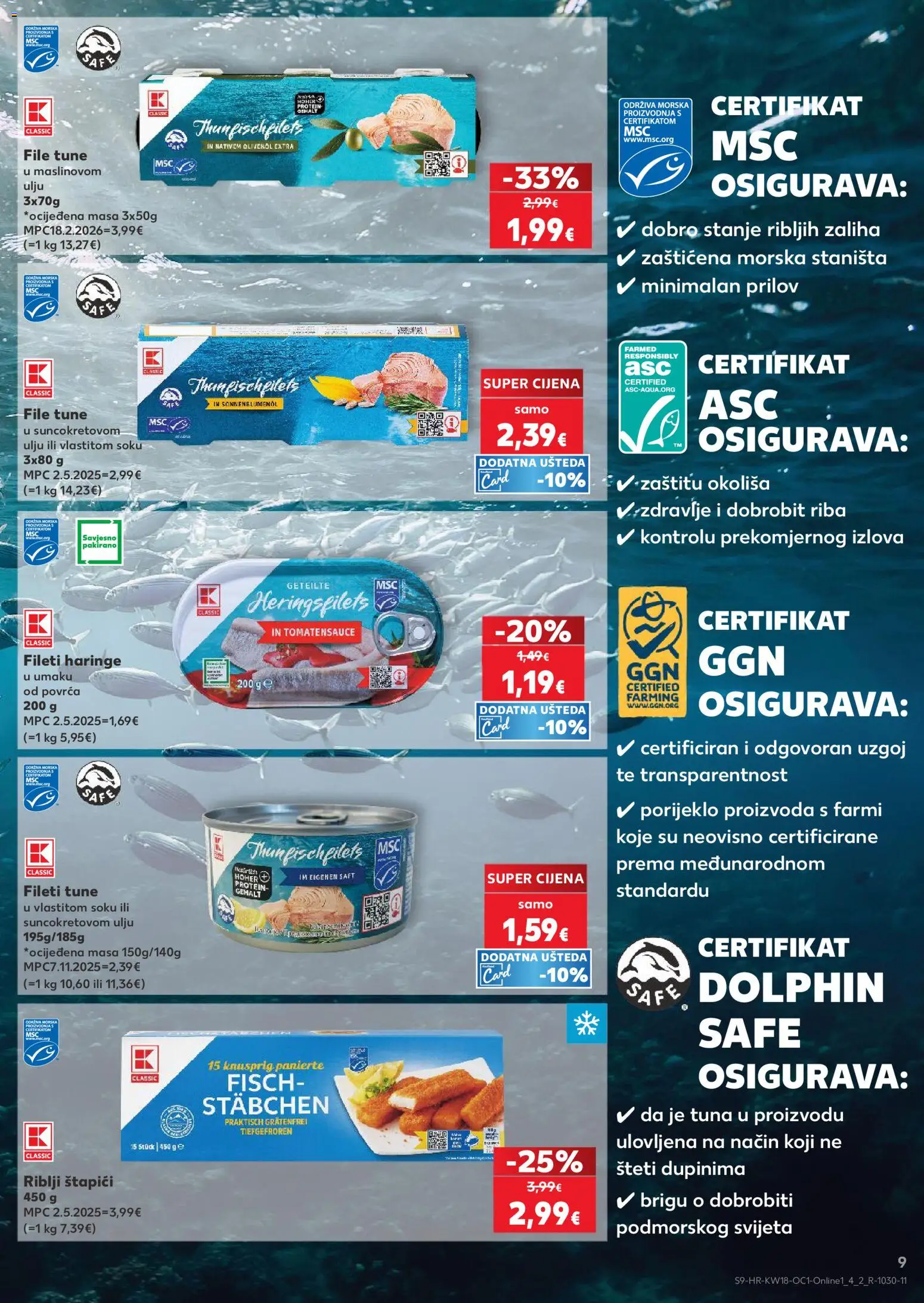 Kaufland katalog | vrijedi od 29.04.2026 | Stranica: 9 | Proizvodi: Riblji štapići, Riba, Štapići, Tuna