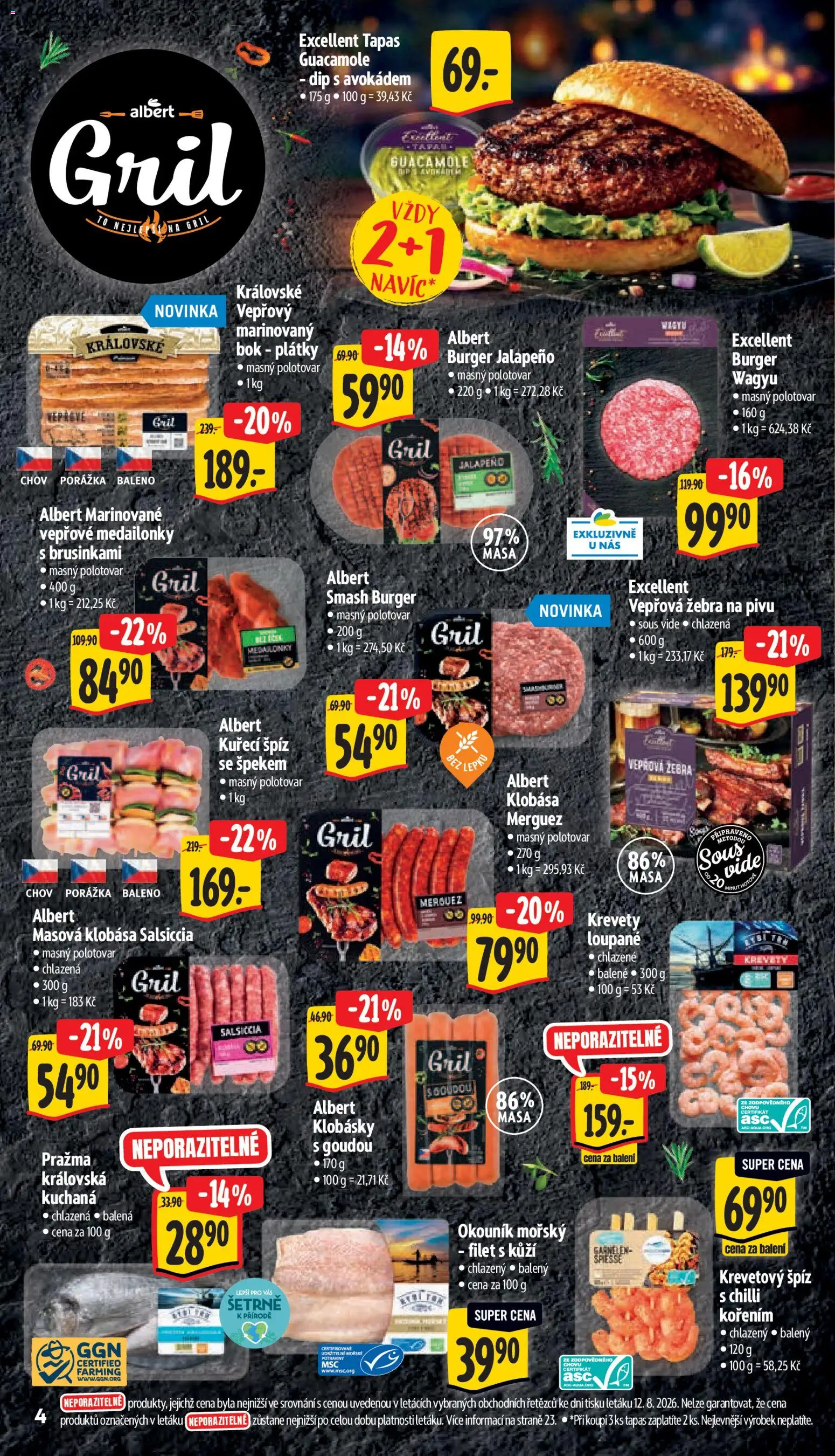Albert leták - Hypermarket - Strakonice od 19.08.2026 | Strana: 10 | Produkty: Špíz, Potraviny, Klobásky, Krevety