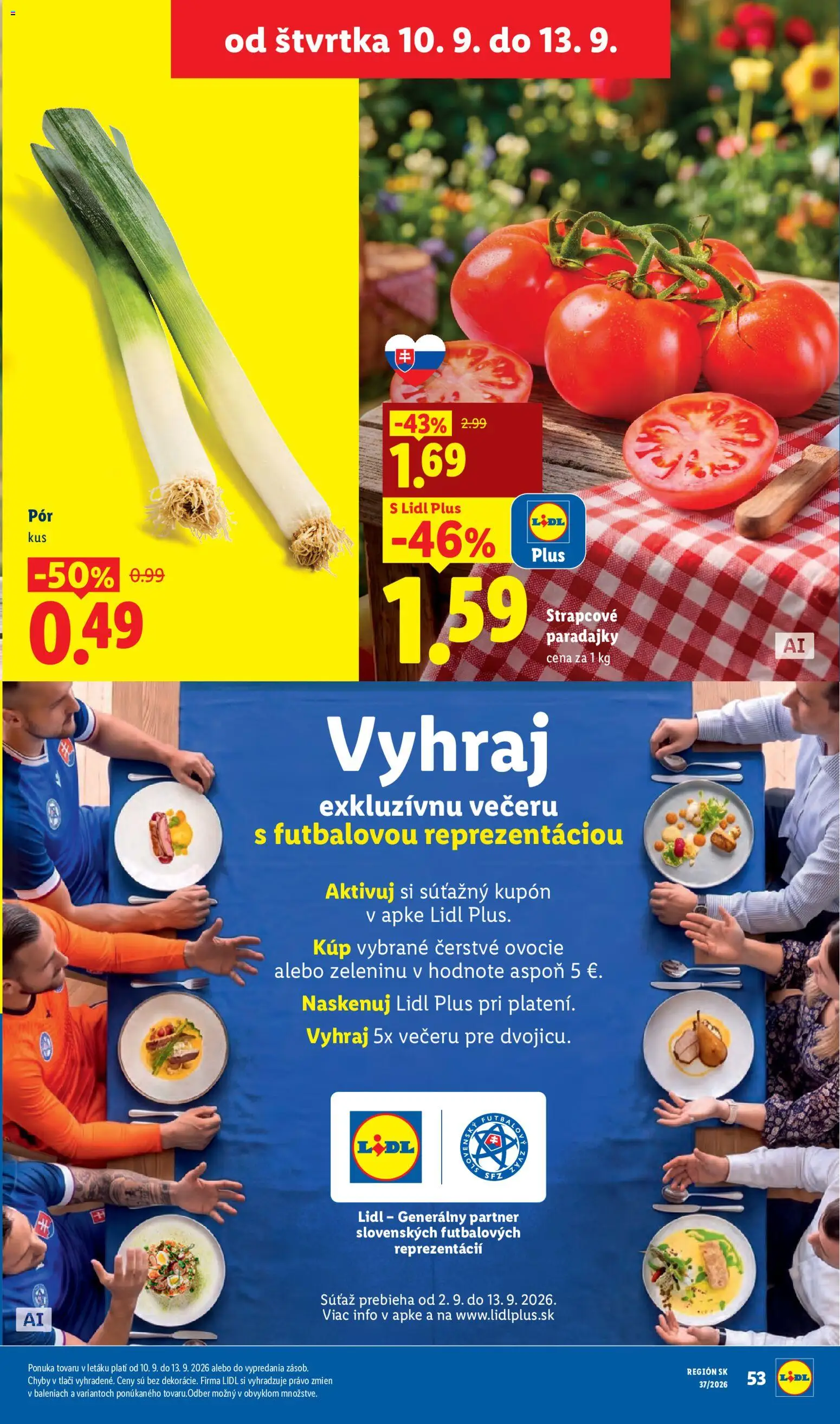 Nové Lidl akcie – leták je platný od 07.09.2026 | Strana: 65 | Produkty: Paradajky, Pór, Ovocie
