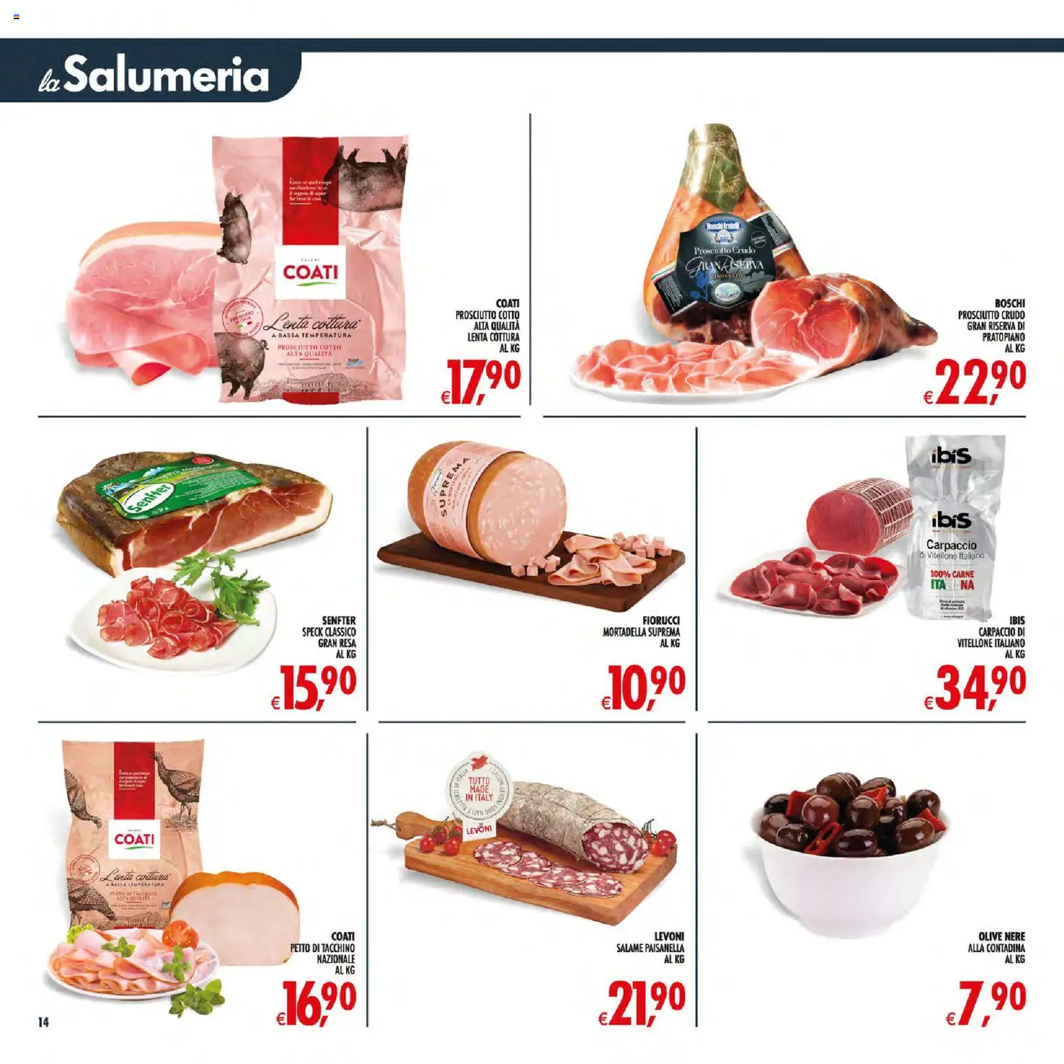 Volantino Decò del 30/06/2026 | Pagina: 14 | Prodotti: Speck, Prosciutto Crudo, Salame, Olive
