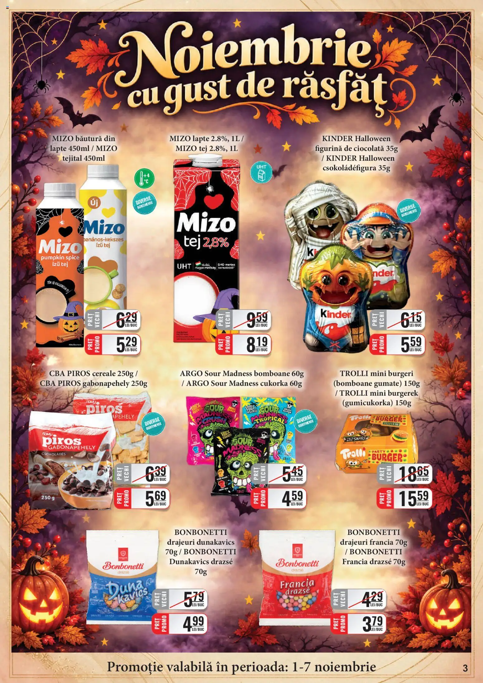 Noul catalog CBA – valabil de la 01.11.2026 | Pagină: 3 | Produse: Lapte, Ciocolată, Bomboane, Burger