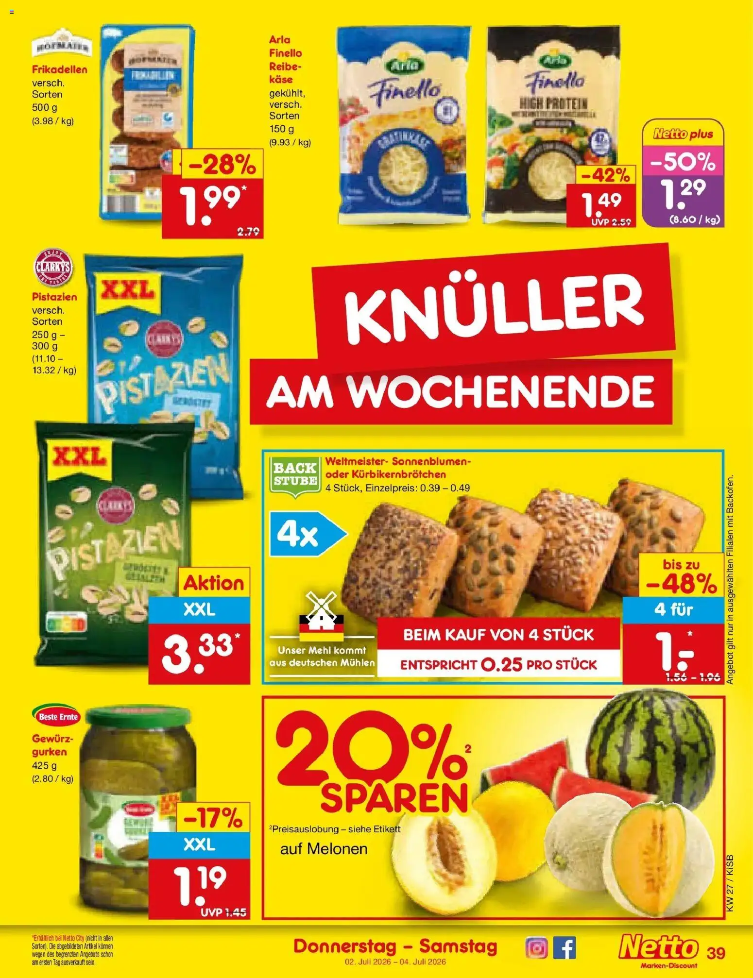 Netto Marken-Discount Prospekt Bad Friedrichshall – gültig ab 29.06.2026 | Seite: 57 | Produkte: Mehl, Käse, Pistazien, Gurken