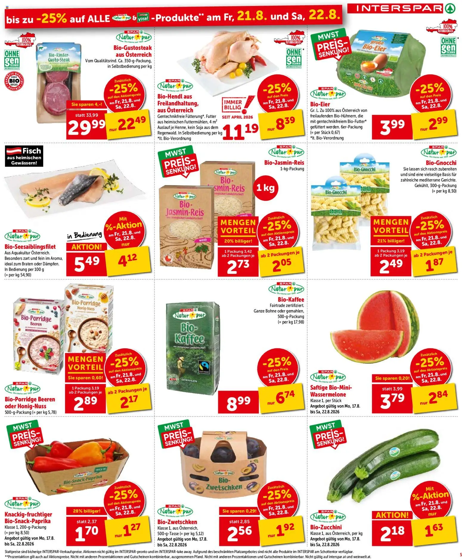 Interspar - Flugblatt gültig ab 20.08.2026 | Seite: 5 | Produkte: Wassermelone, Bohne, Kaffee, Fisch