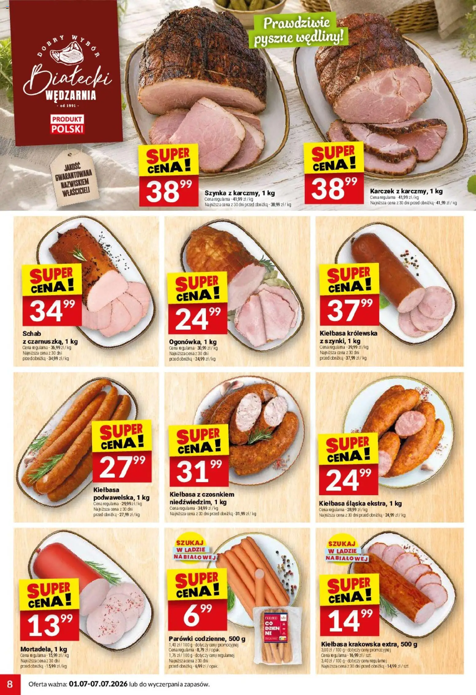 Twój Market gazetka od 01.07.2026 | Strona: 8 | Produkty: Kiełbasa, Schab, Szynka, Wędliny