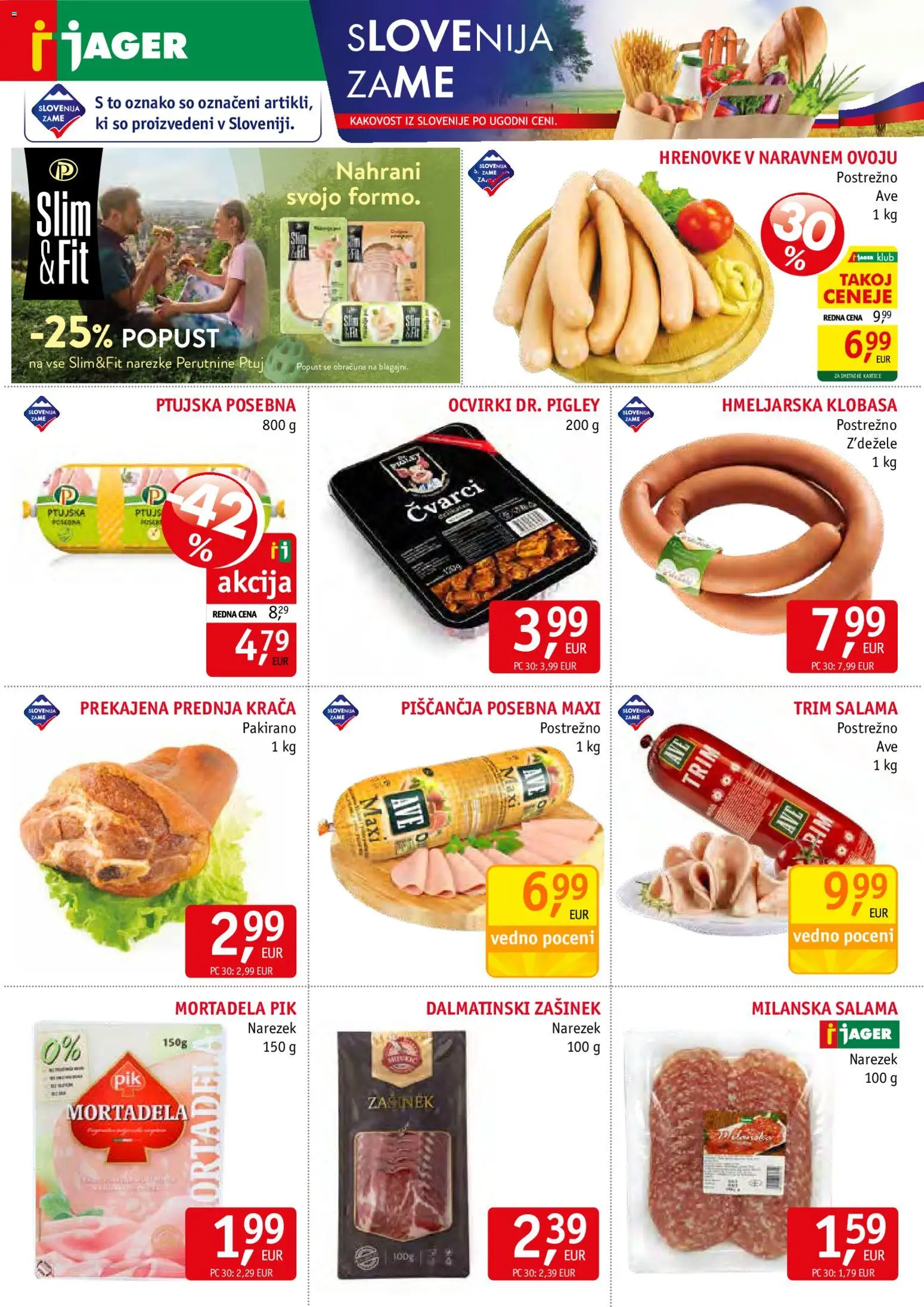 Novi Jager katalog ponudbe – veljaven od 27.05.2026 | Stran: 2 | Izdelki: Hrenovke, Mortadela, Ocvirki, Salama