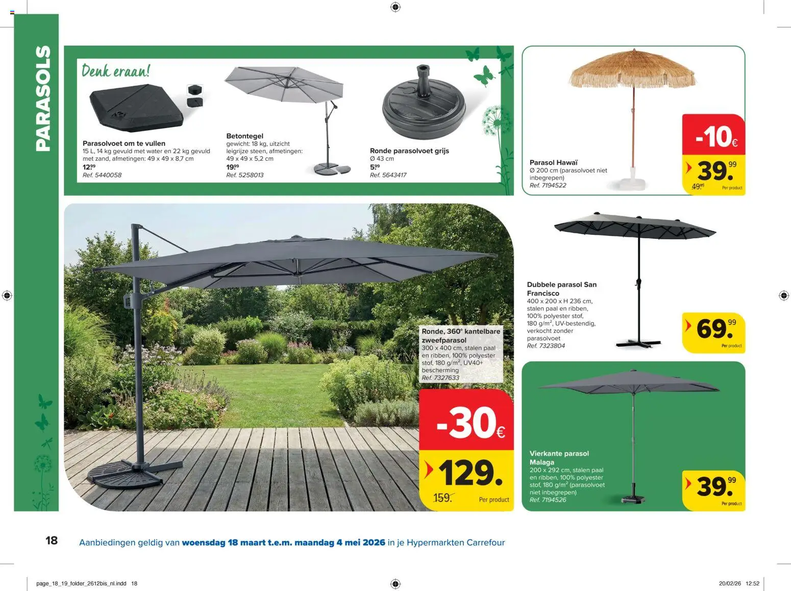 {H1} | Pagina: 18 | Producten: Parasol, Gewicht, Paal, Water