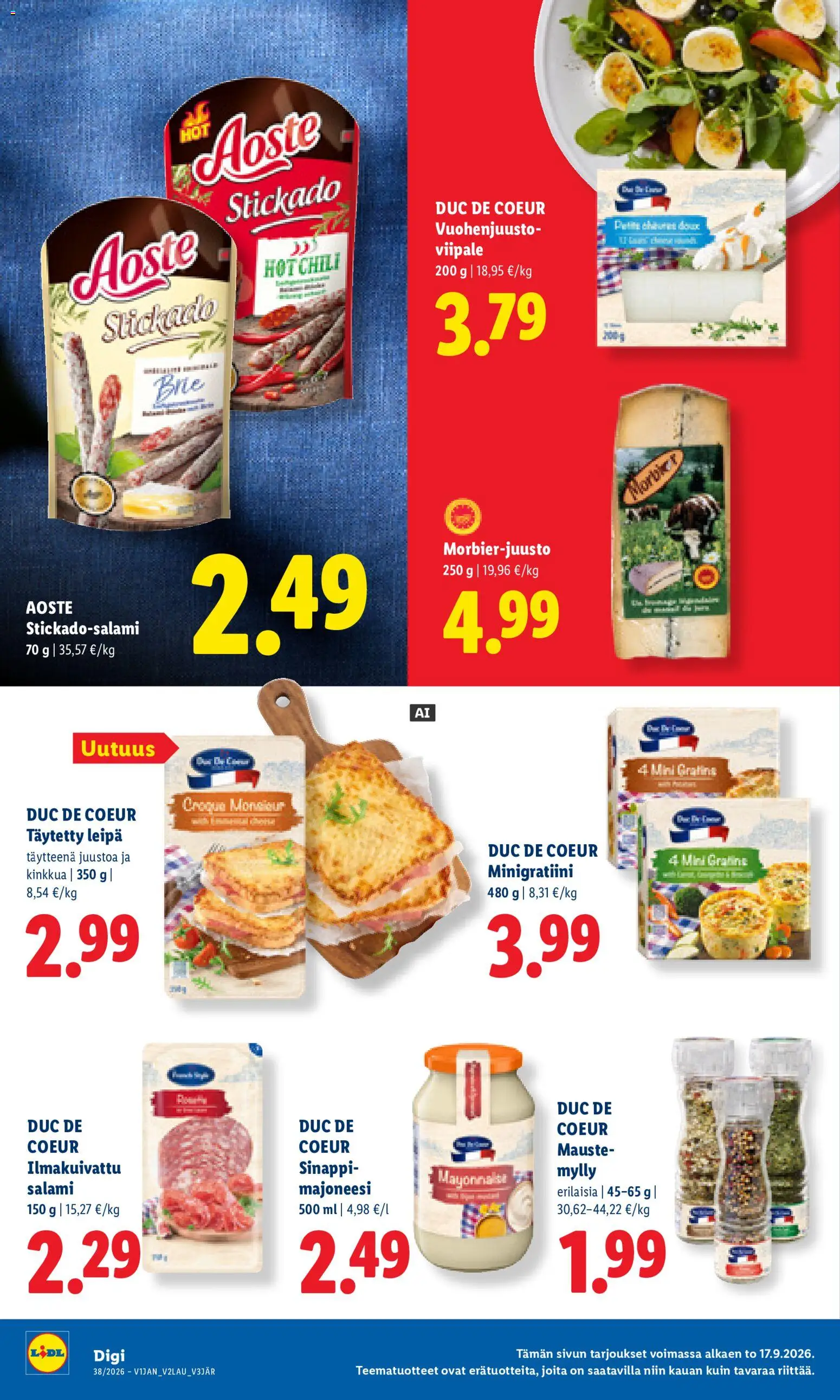 Lidl tarjoukset - Helsinki – voimassa 17/09/2026 alkaen | Sivu: 10 | Tuotteet: Chili, Vuohenjuusto, Leipä, Salami