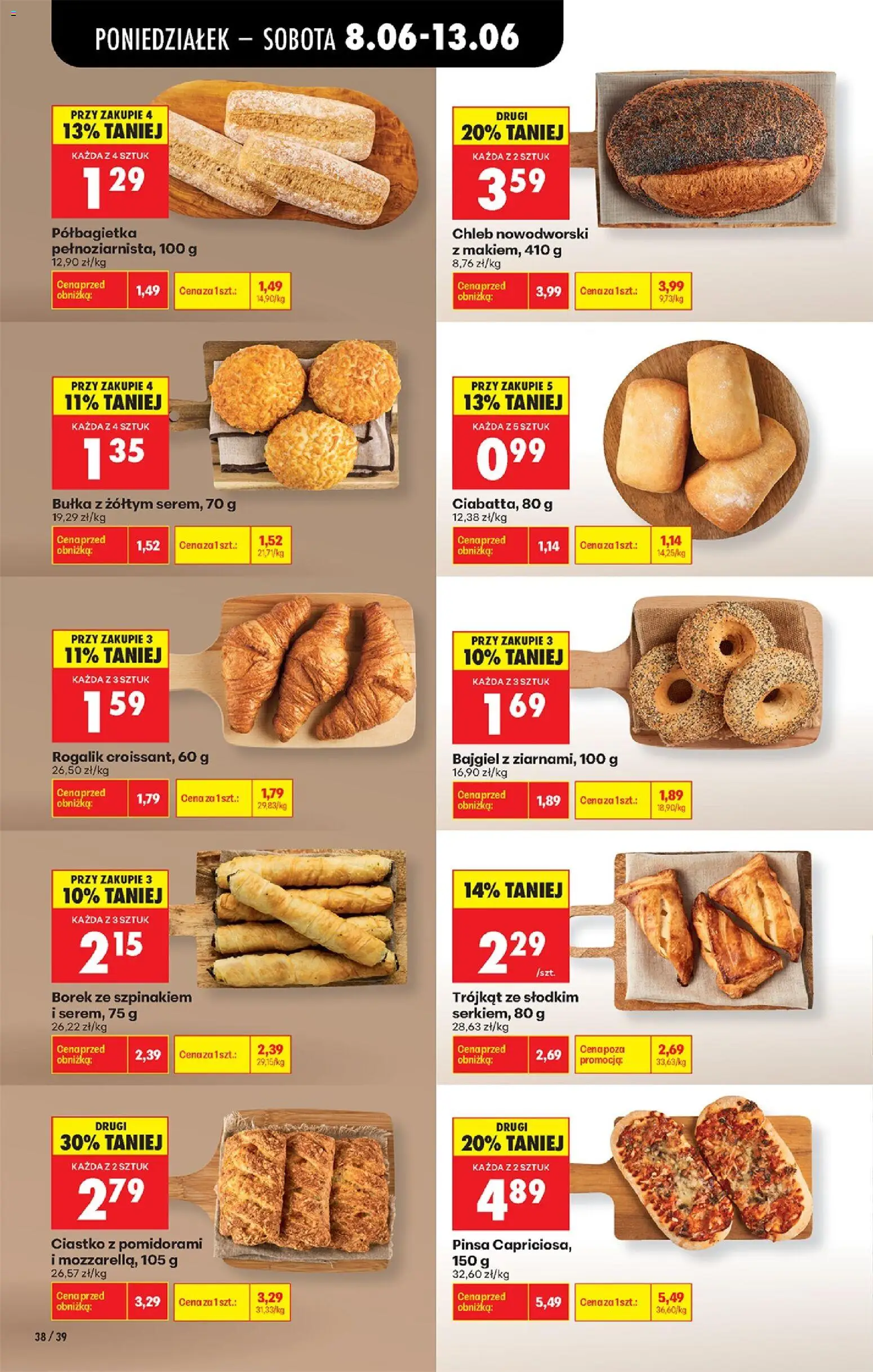 Biedronka gazetka od poniedziałku od 08.06.2026 | Strona: 46 | Produkty: Bułka, Chleb, Pizza, Ciabatta