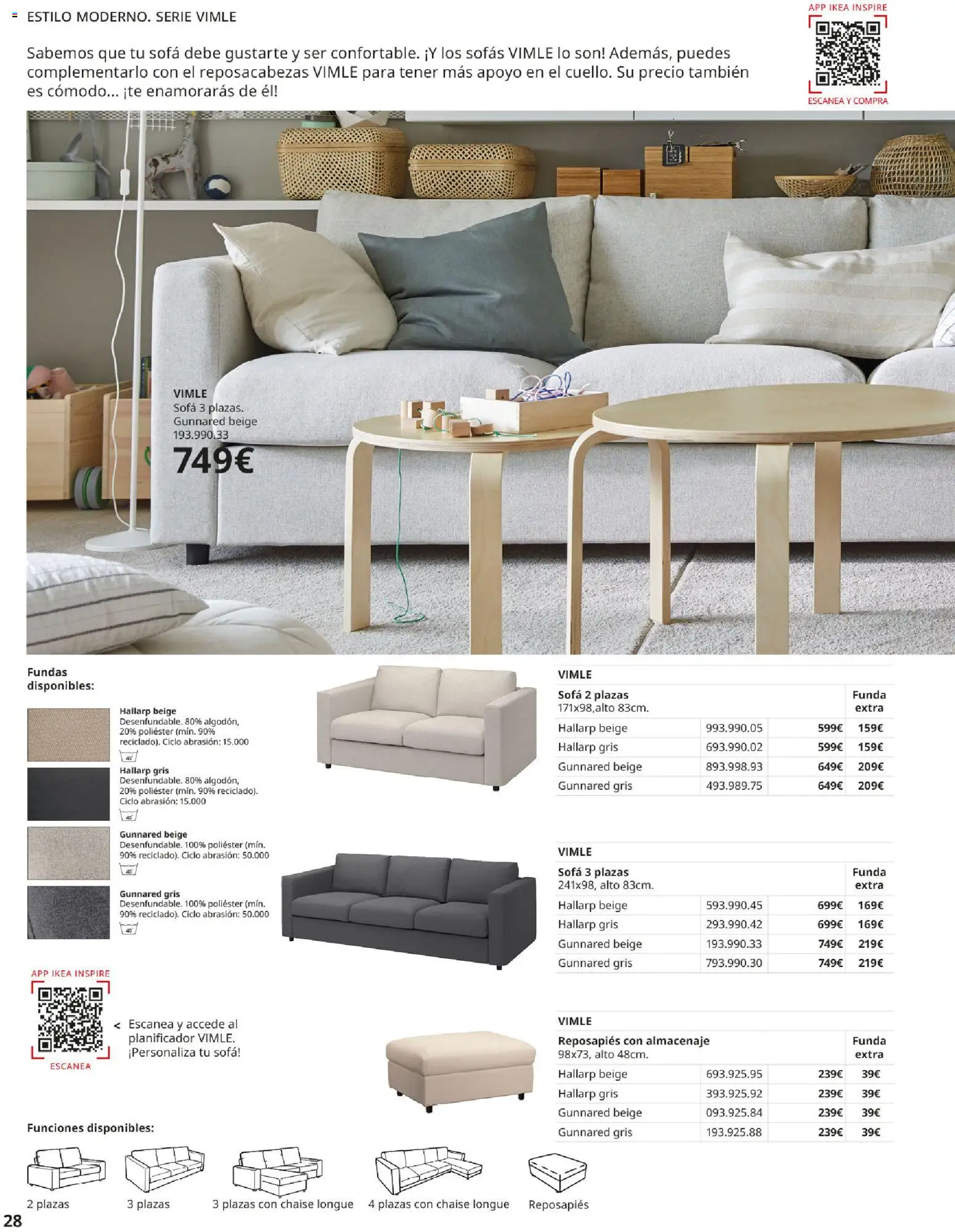 Catálogo IKEA Sofás │ válido desde el 07.05.2026 | Página: 28 | Productos: Reposapiés, Té, Funda, Almacenaje