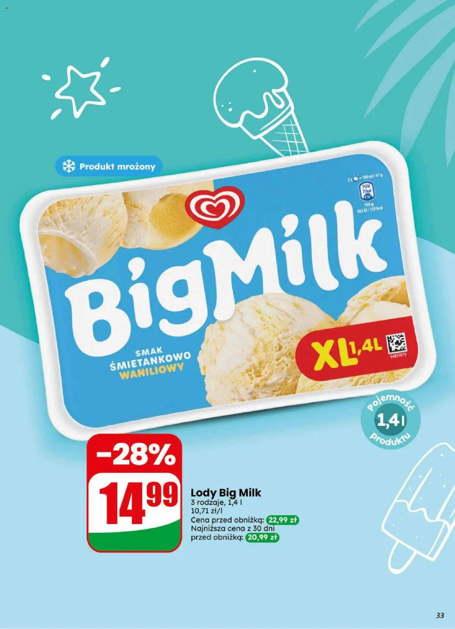 Dino gazetka od 22.07.2026 | Strona: 33 | Produkty: Big Milk, Lody