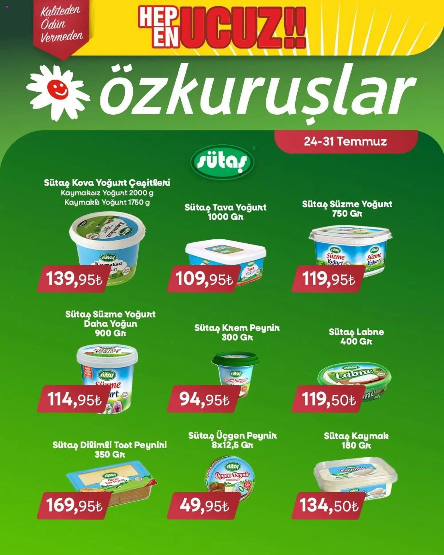 Özkuruşlar İndirim - 24 Temmuz 2026 tarihinden itibaren geçerlidir | Sayfa: 2 | Ürünler: Krem, Peynir, Yoğurt