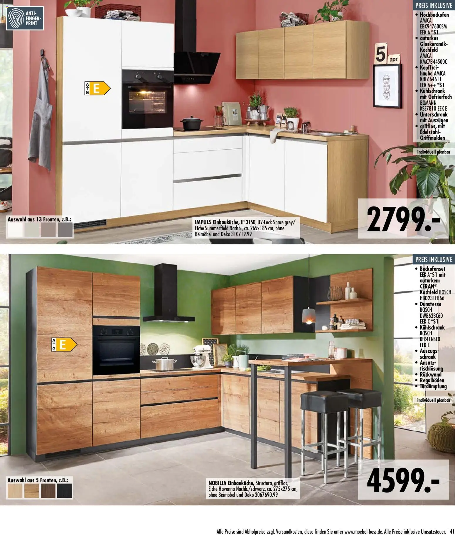 SB Möbel Boss Küchenkatalog 2026 – gültig ab 09.04.2026 | Seite: 41 | Produkte: Havanna, Schrank, Kühlschrank, Kochfeld