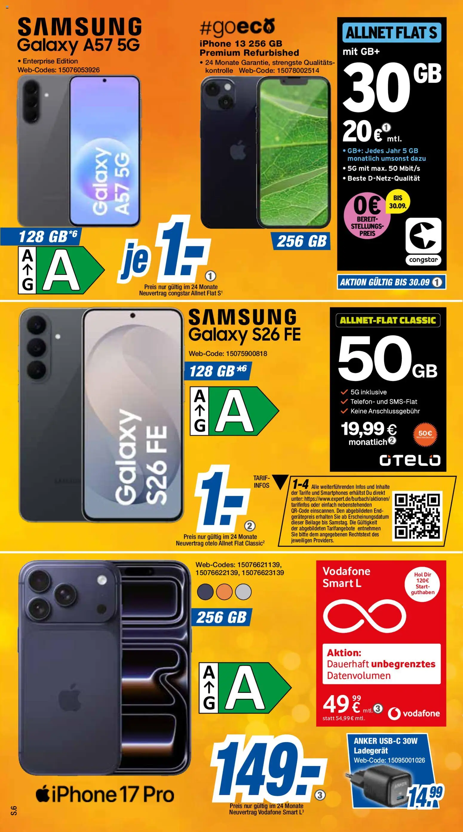 Expert Prospekt Giessen – gültig ab 28.09.2026 | Seite: 6 | Produkte: Samsung, Smartphones, Ladegerät, Telefon
