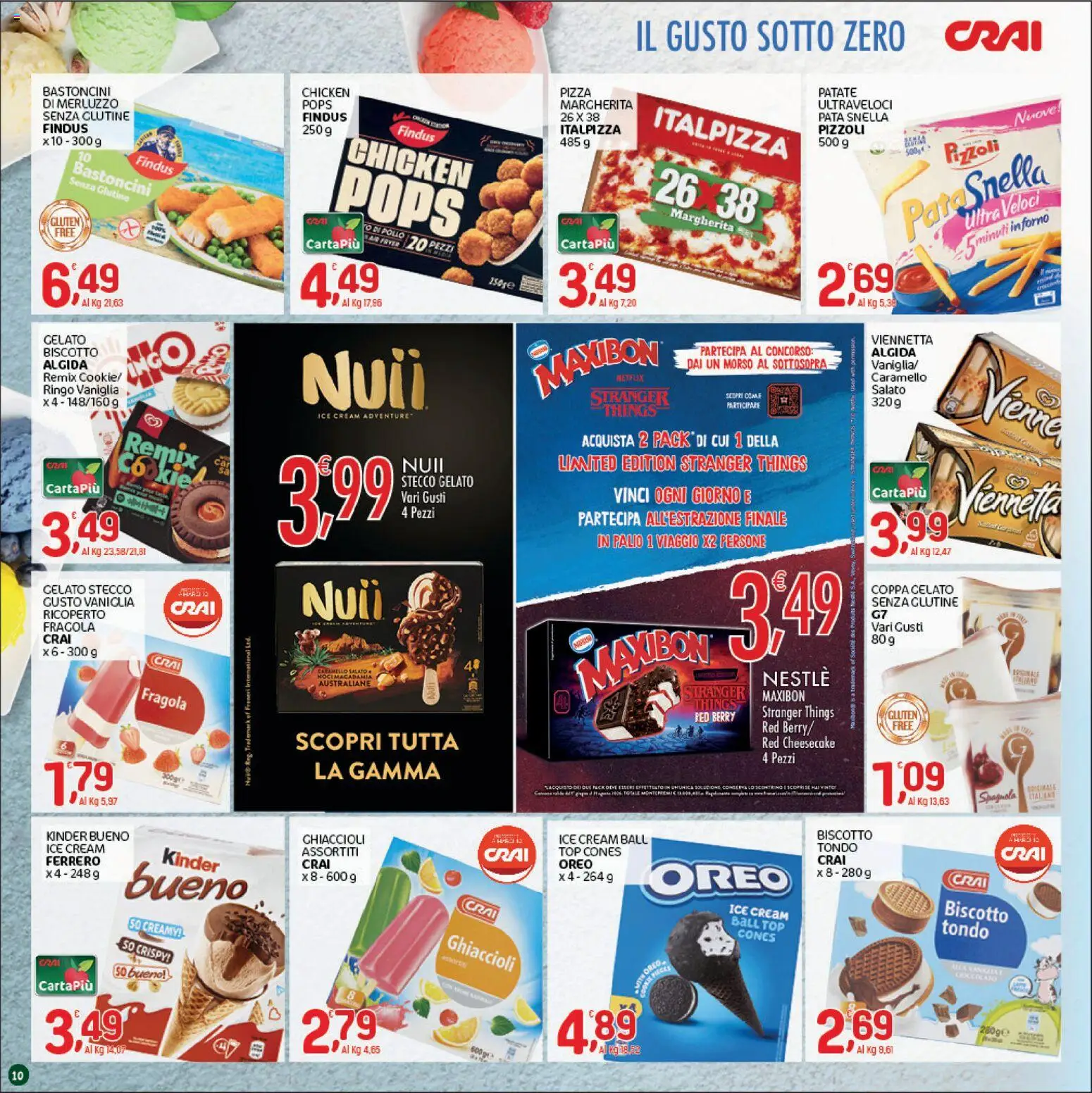 Volantino CRAI del 06/08/2026 | Pagina: 10 | Prodotti: Pizza, Ghiaccioli, Merluzzo, Patate