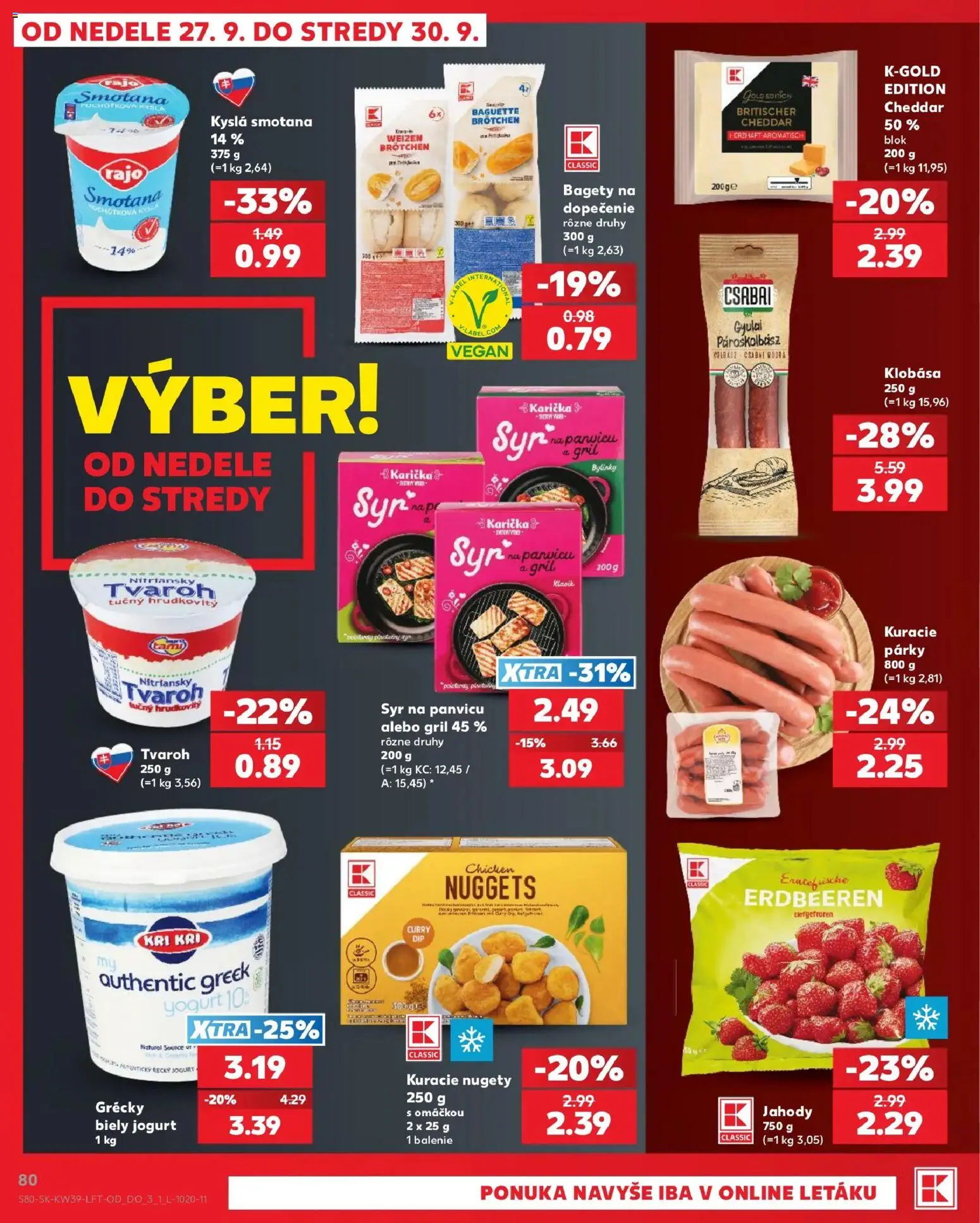 Nové Kaufland akcie – leták je platný od 24.09.2026 | Strana: 80 | Produkty: Gril, Jogurt, Cheddar, Párky