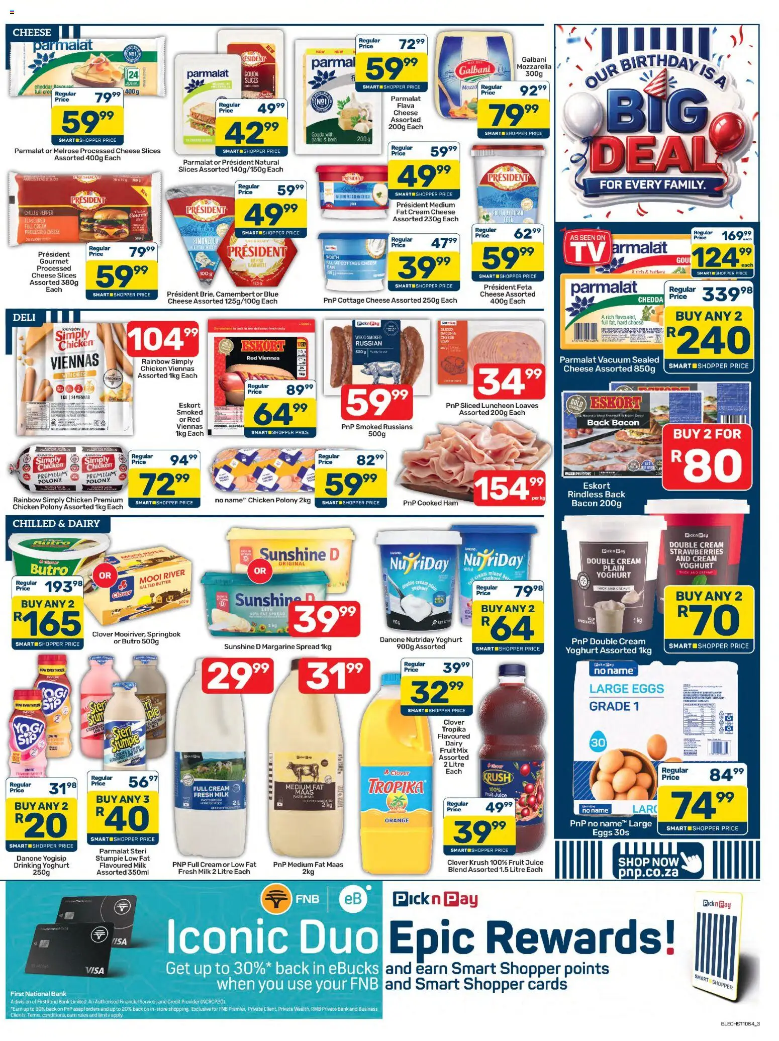 New Pick n Pay catalogue – valid from 24/07/2026 | Page: 3 | Products: Juice, Chicken, Cottage cheese, Fruit