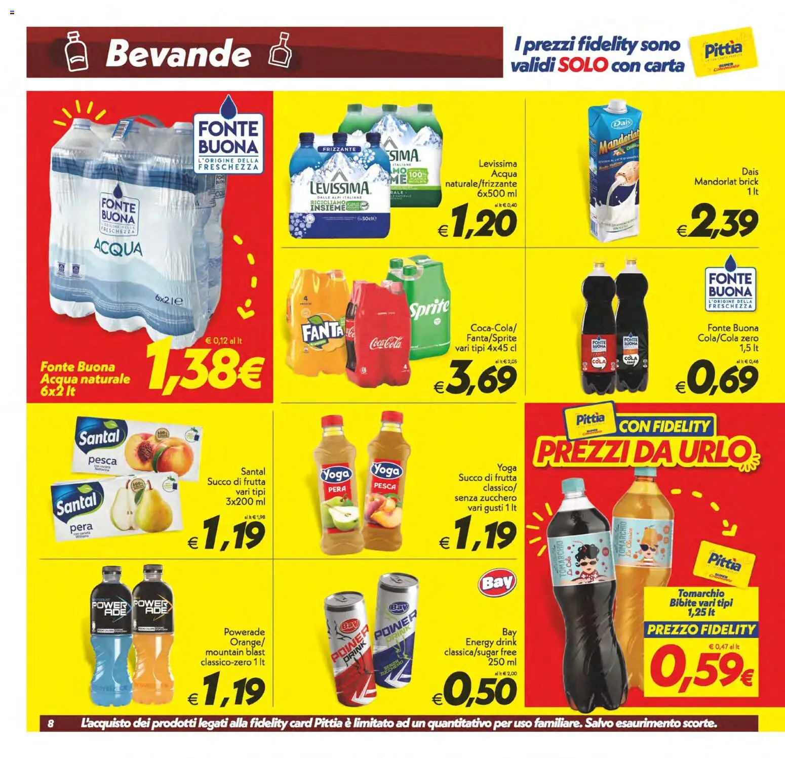 Volantino SuperConveniente del 10/07/2026 | Pagina: 8 | Prodotti: Succo, Latte, Acqua naturale, Bibite