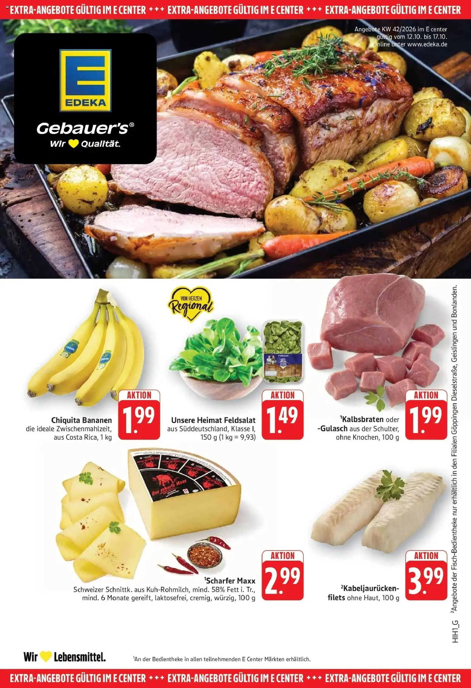 Edeka Prospekt Eislingen (ab 12.10.2026) » Angebote Online | Seite: 25 | Produkte: Bananen, Gulasch