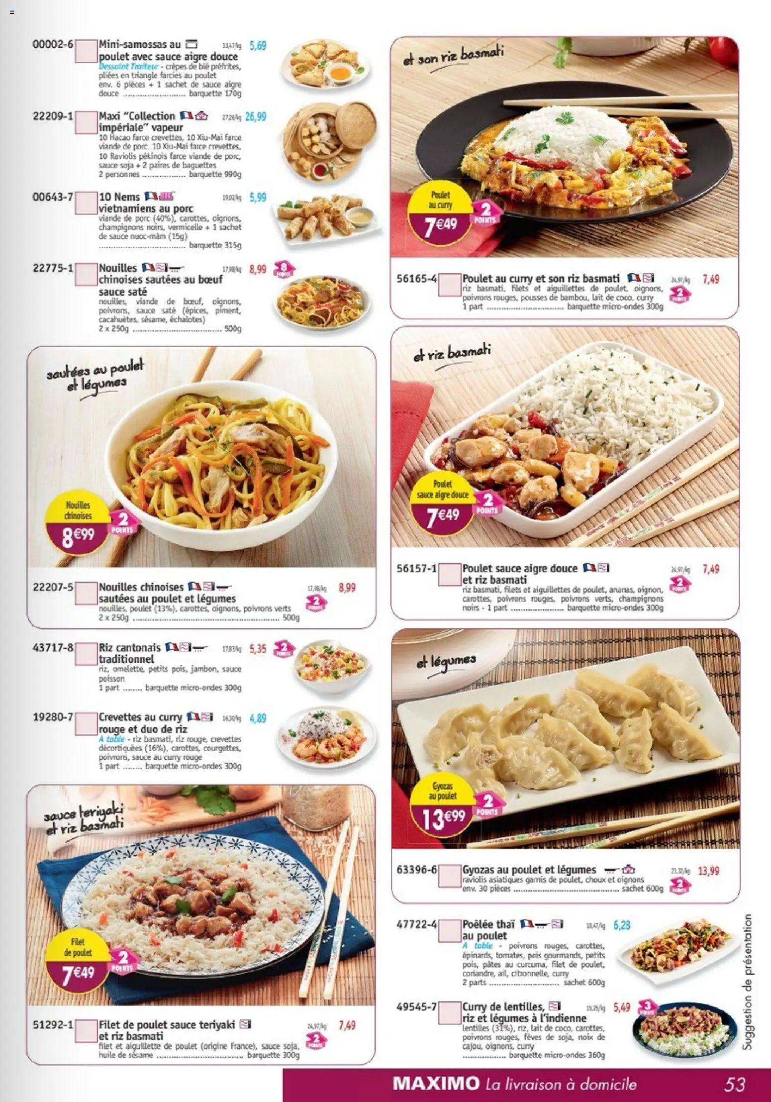 {H1} | Page: 53 | Produits: Viande de porc, Crêpes, Lait, Riz