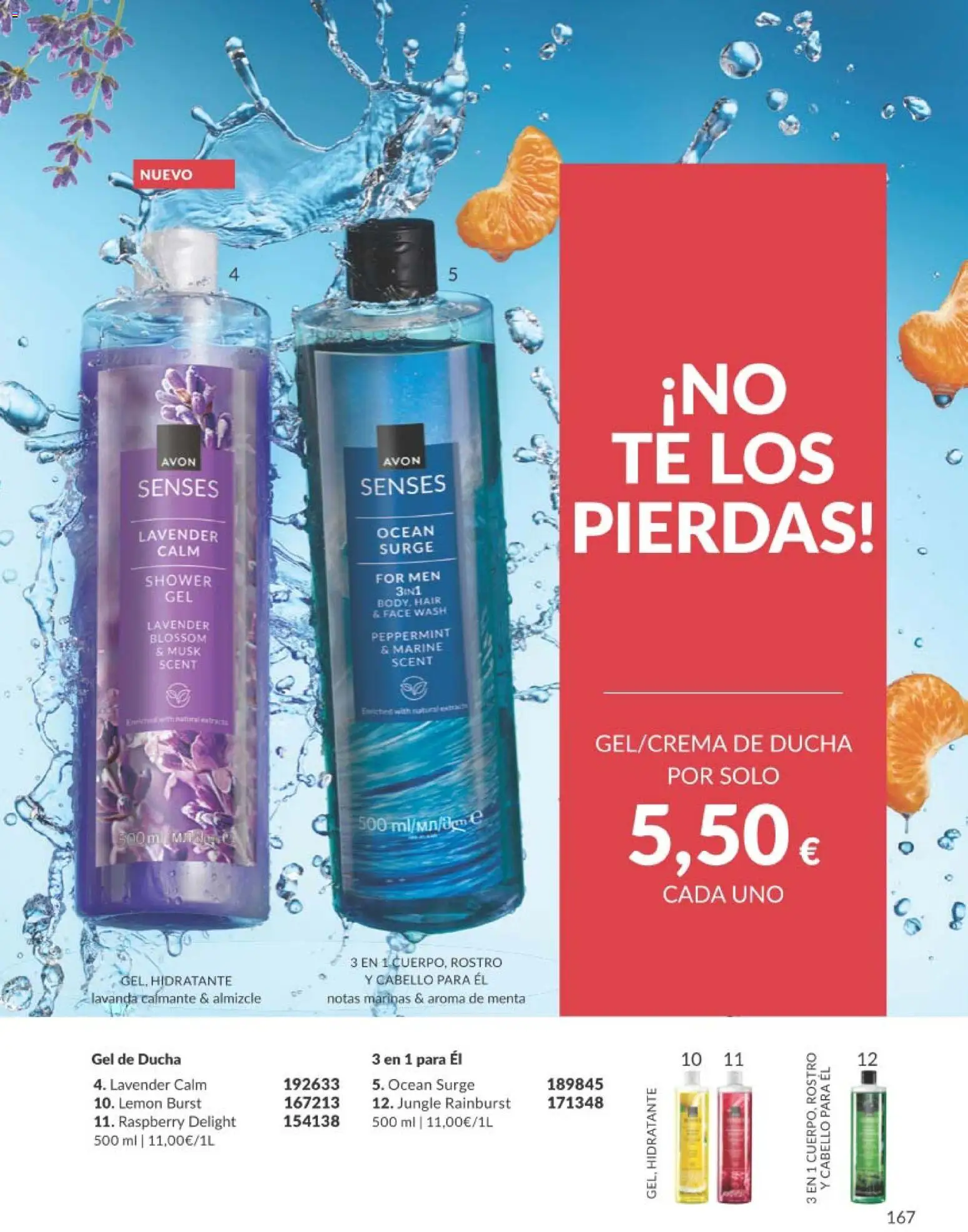 Catálogo AVON campaña 8 │ válido desde el 01/08/2026 | Página: 167 | Productos: Gel de ducha, Té, Ducha
