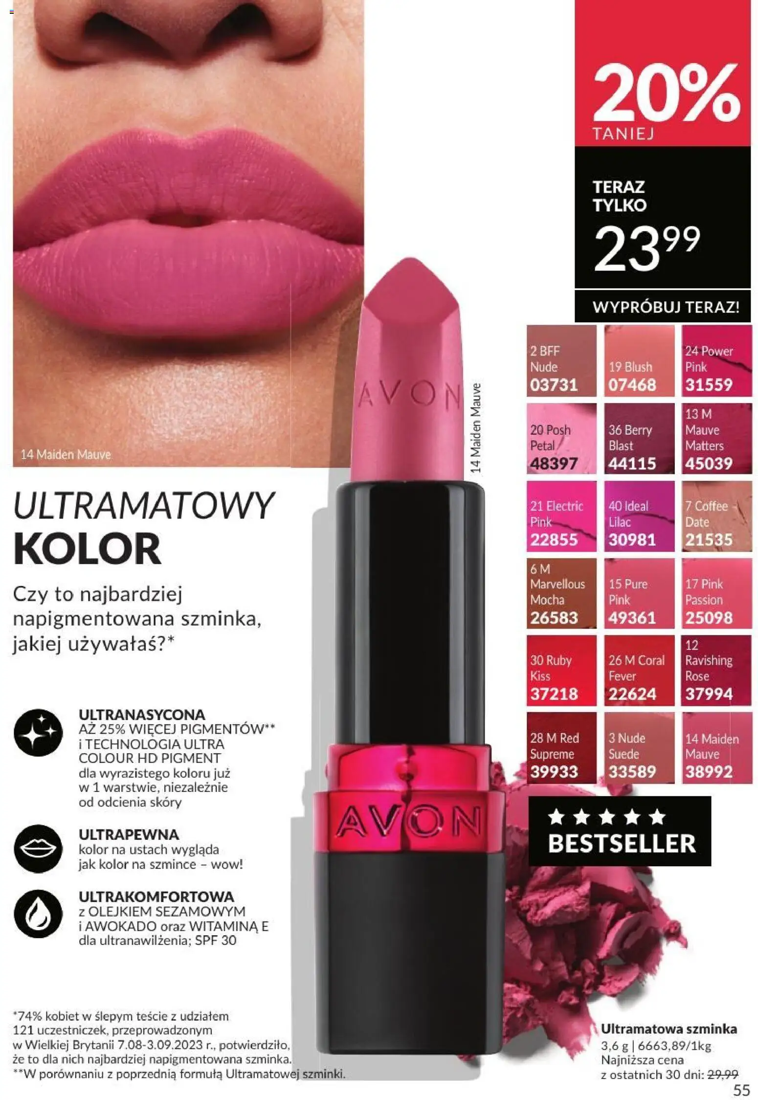 Avon Katalog 8 2026 od 01.08.2026 | Strona: 55 | Produkty: Szminka, Awokado