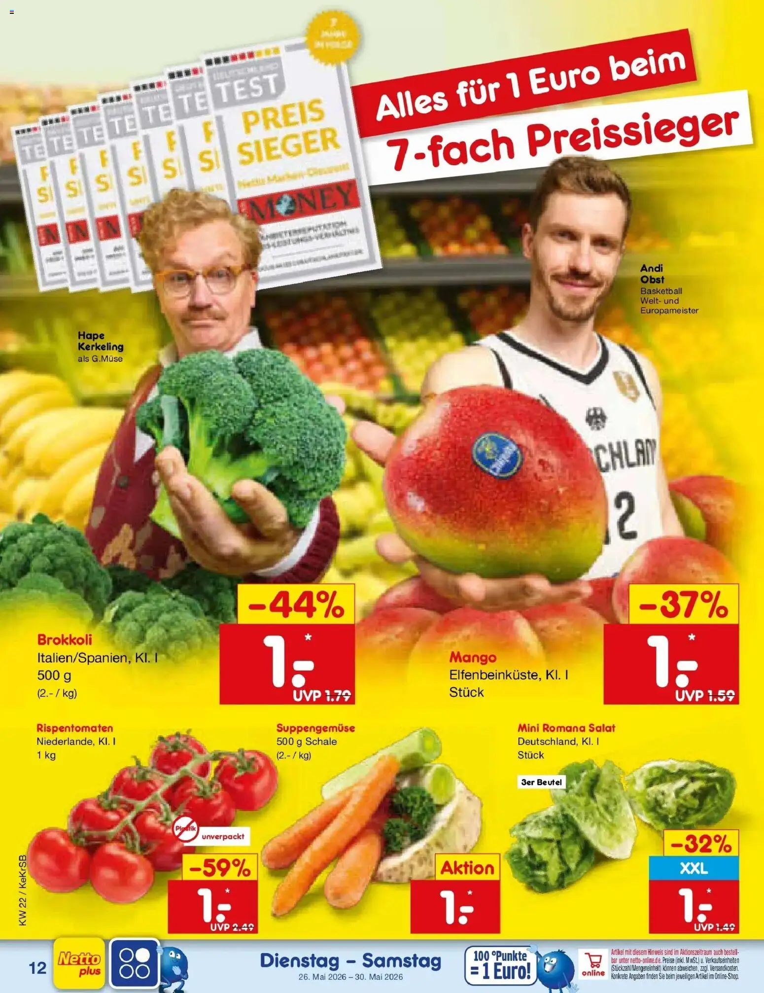 Netto Marken-Discount Prospekt Bonn – gültig ab 26.05.2026 | Seite: 16 | Produkte: Obst, Basketball, Mango, Salat