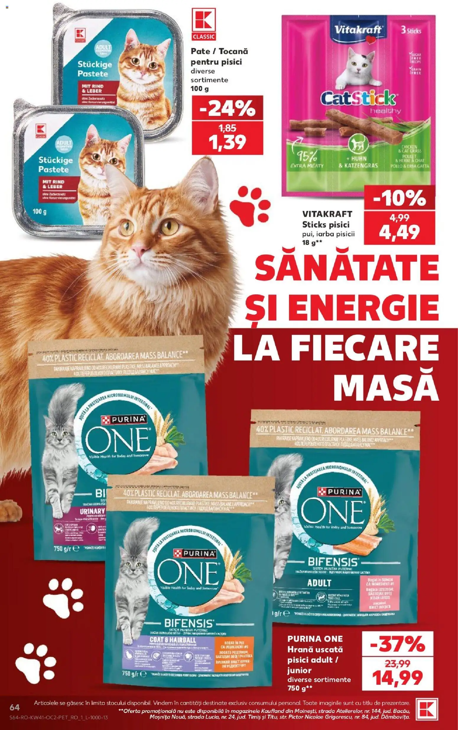 Kaufland RO akciós ujság - amely érvényes a következő dátumtól: 2026.10.07. | Oldal: 64 | Termékek: Purina one, Purina