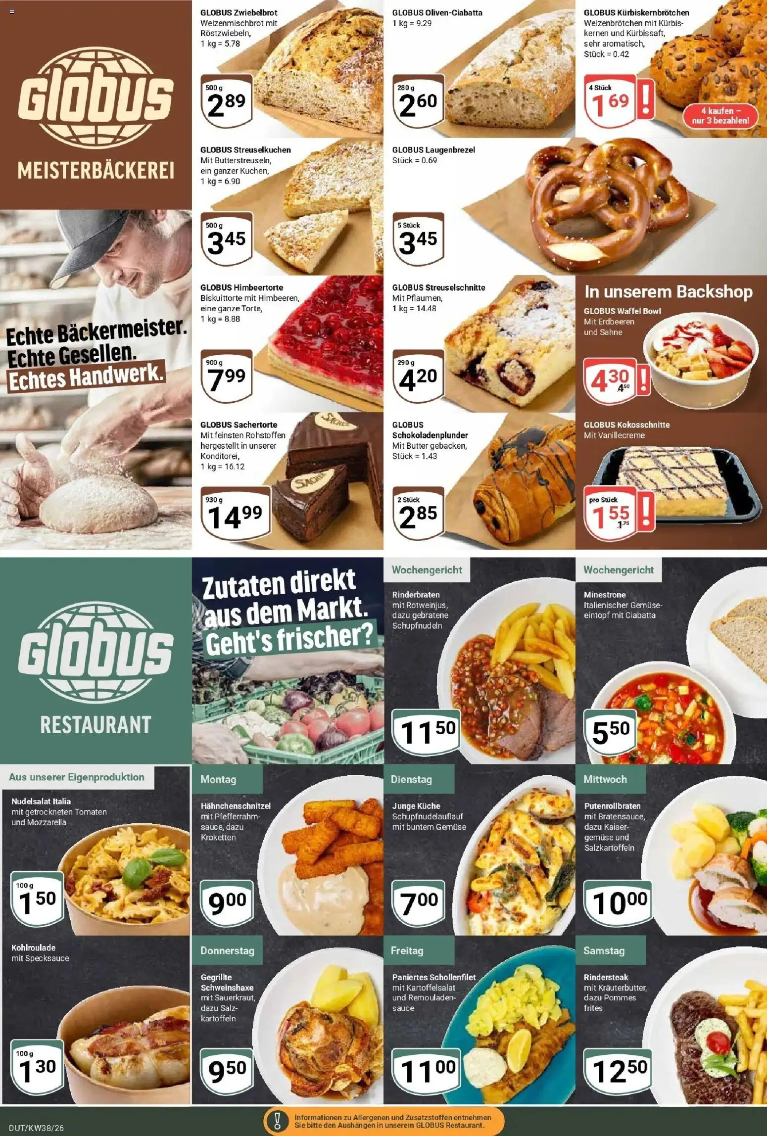 Globus Prospekt Wetzlar-Dutenhofen (ab 14.09.2026) » Angebote online | Seite: 8 | Produkte: Rinderbraten, Butter, Gemüse, Sahne