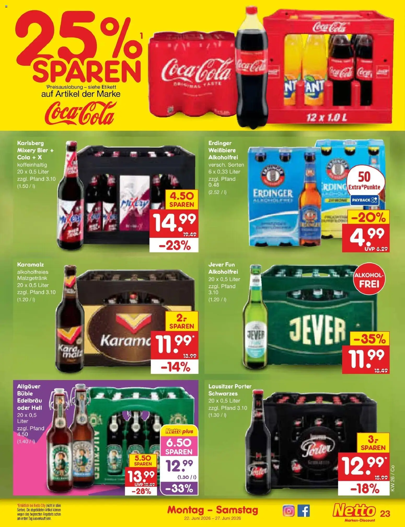 Netto Marken-Discount Prospekt Bitterfeld-Wolfen – gültig ab 21.06.2026 | Seite: 31 | Produkte: Erdinger, Cola, Bier, Mixery