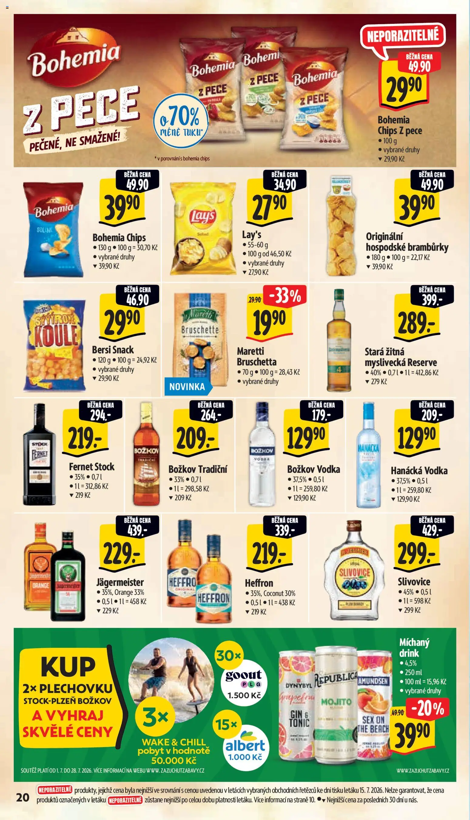 Albert leták - Hypermarket od 22.07.2026 | Strana: 30 | Produkty: Hanácká vodka, Lay's, Božkov, Bohemia chips