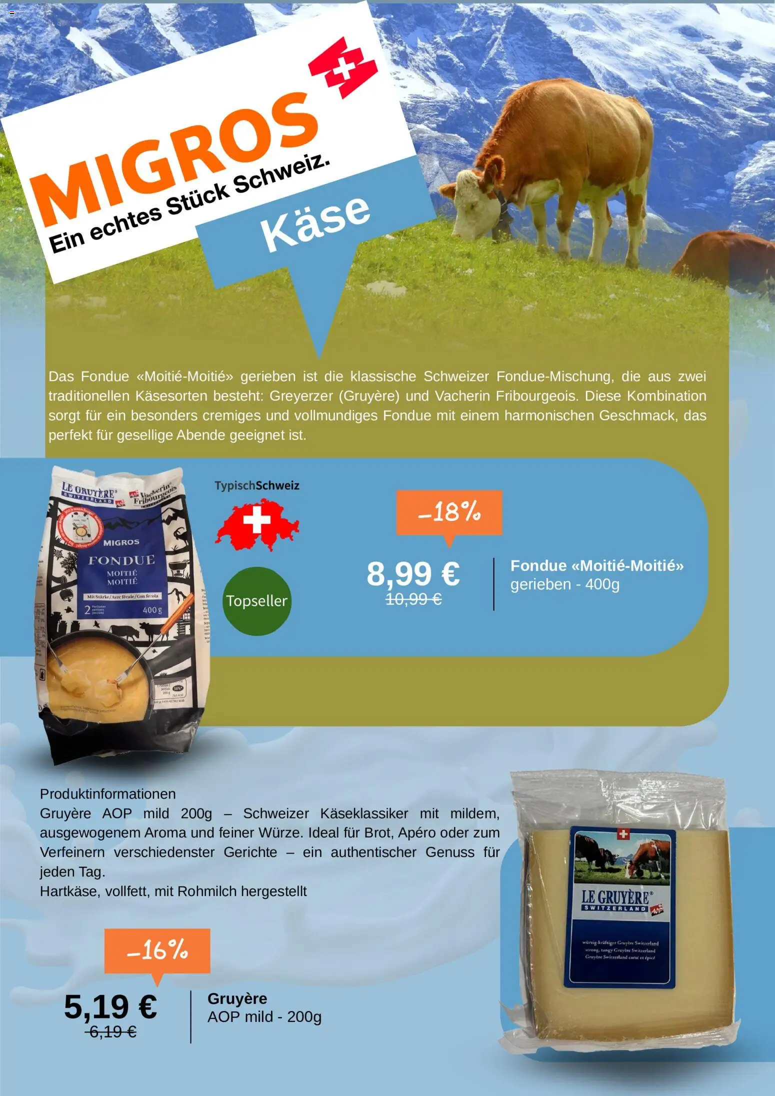 Migros Prospekt – gültig ab 06.10.2026 | Seite: 4 | Produkte: Käse, Gerichte, Fondue